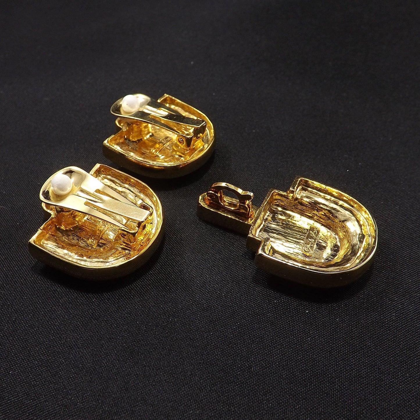 Park Lane Earrings & Matching Pendant Enhancer, Clear Rhinestones, 1980s