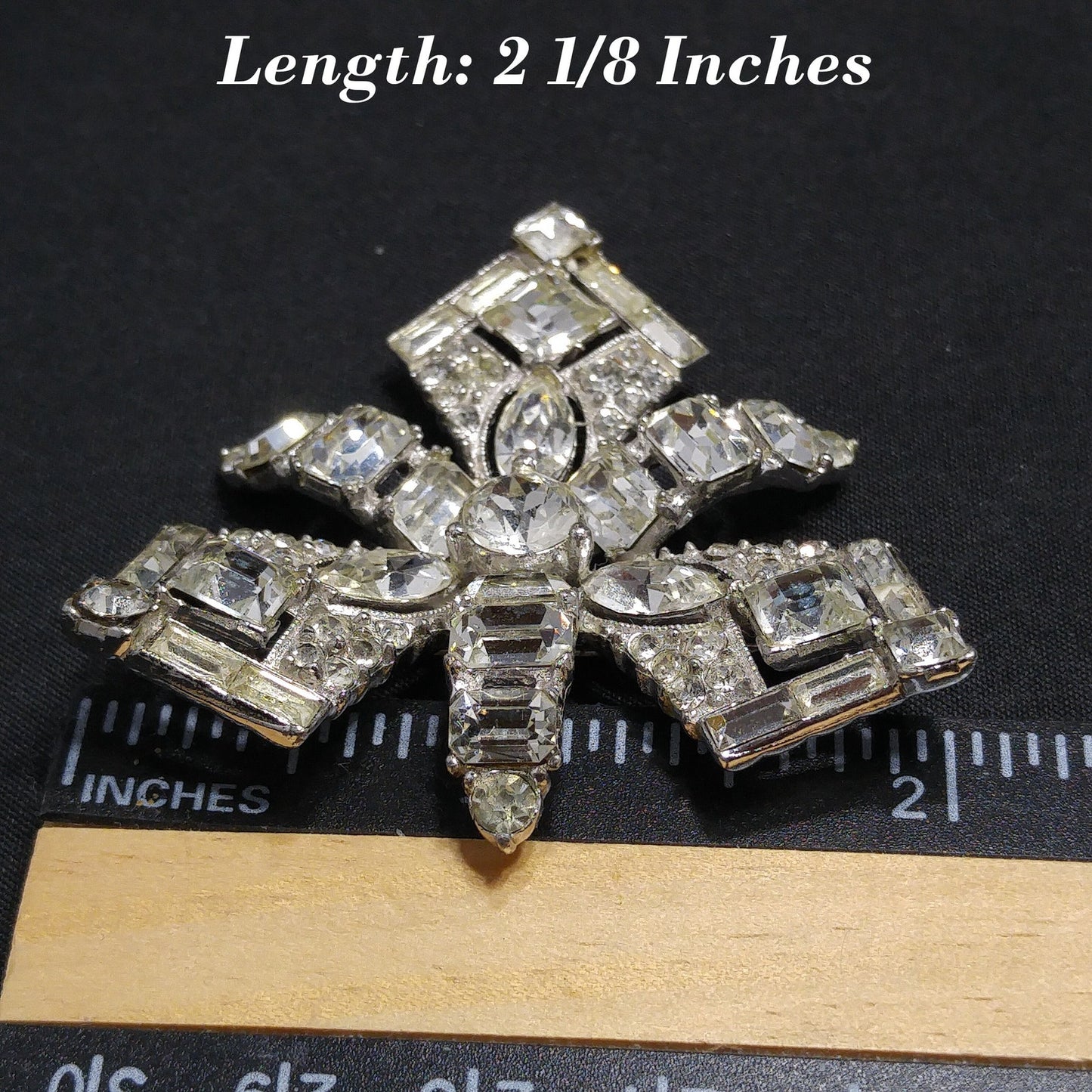 Bogoff Clear Rhinestone Wedding Brooch, Rhodium Plated, 1950s Vintage Jewelry