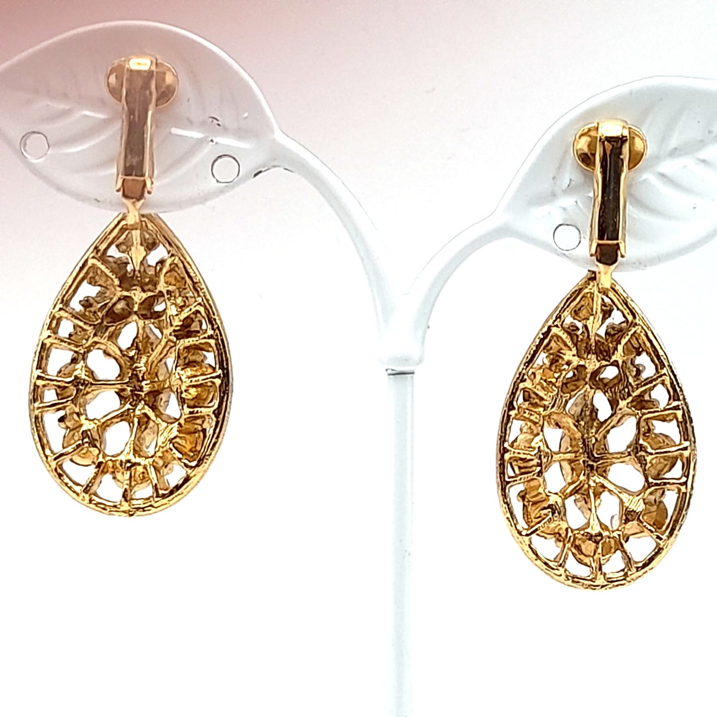 Vintage Pink & Lavender Rhinestone Dangle Earrings