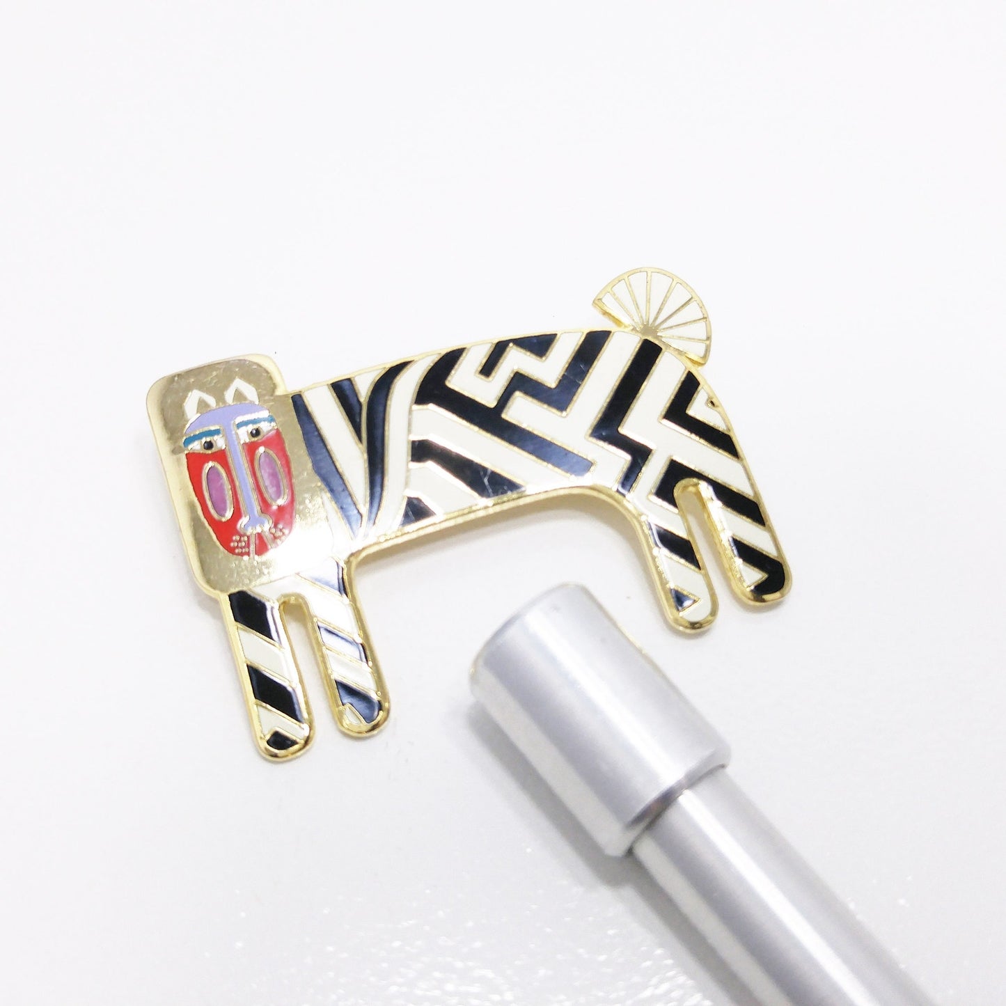 Laurel Burch "Zzzebra" Brooch, Gold Plated, 1980s Vintage Jewelry