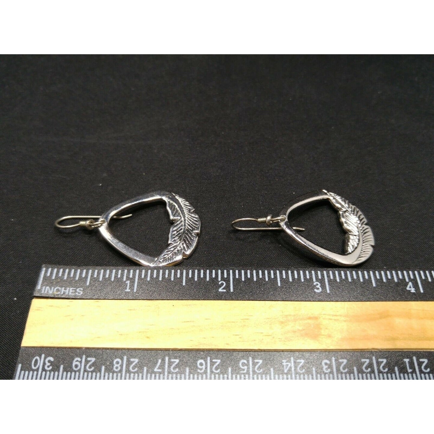 Laurel Burch Palm Leaf Dangle Earrings, Rhodium Plated, 1980s Vintage Jewelry