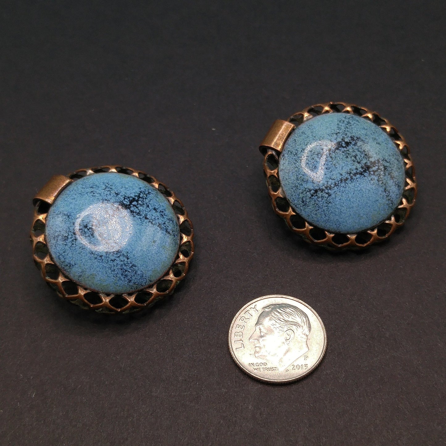 Vintage Matisse Enamel Copper Earrings 1950s 1960s Mid-Century Modern Signed