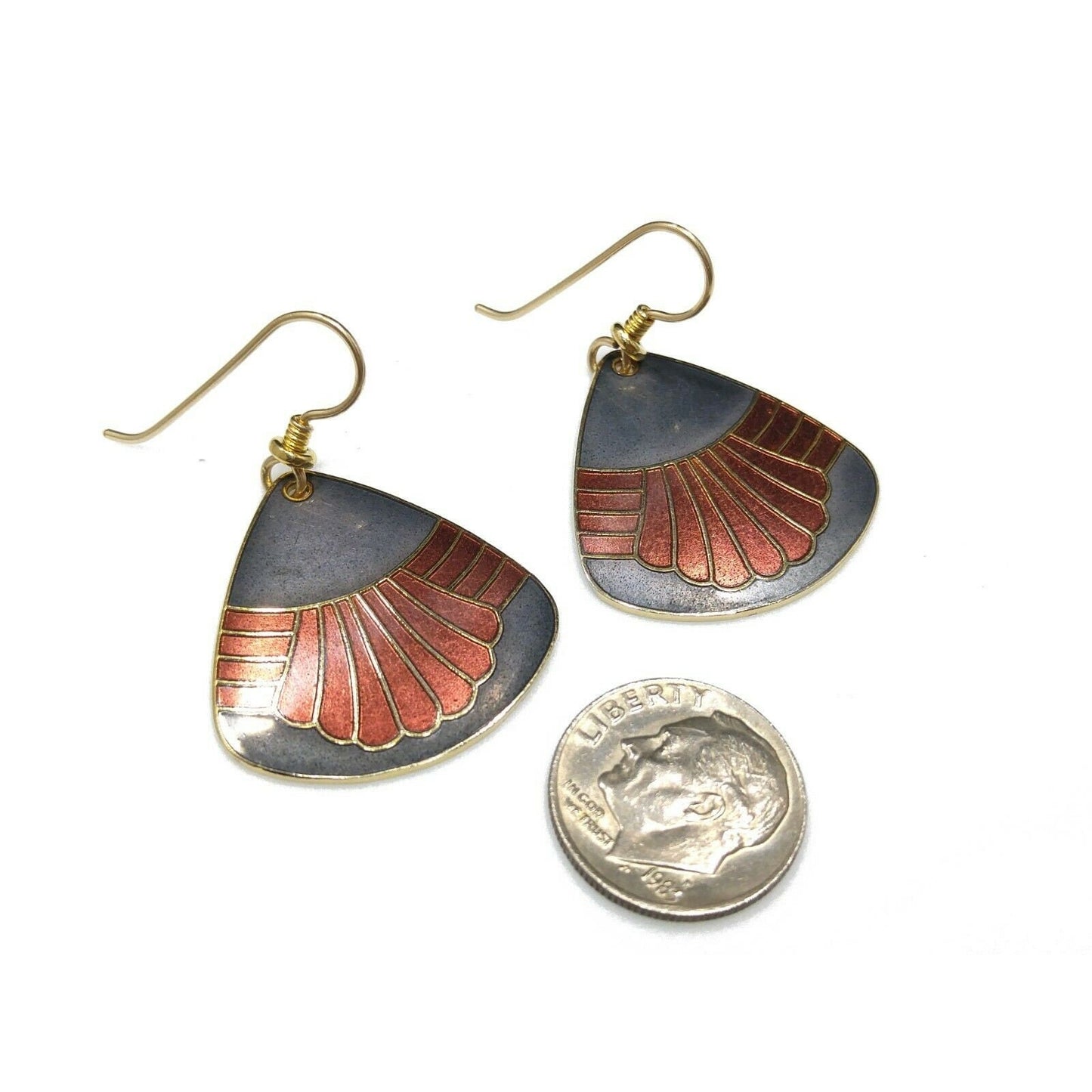 Laurel Burch Waterfall Design Earrings, Gold Plated, 1980s Vintage Jewelry