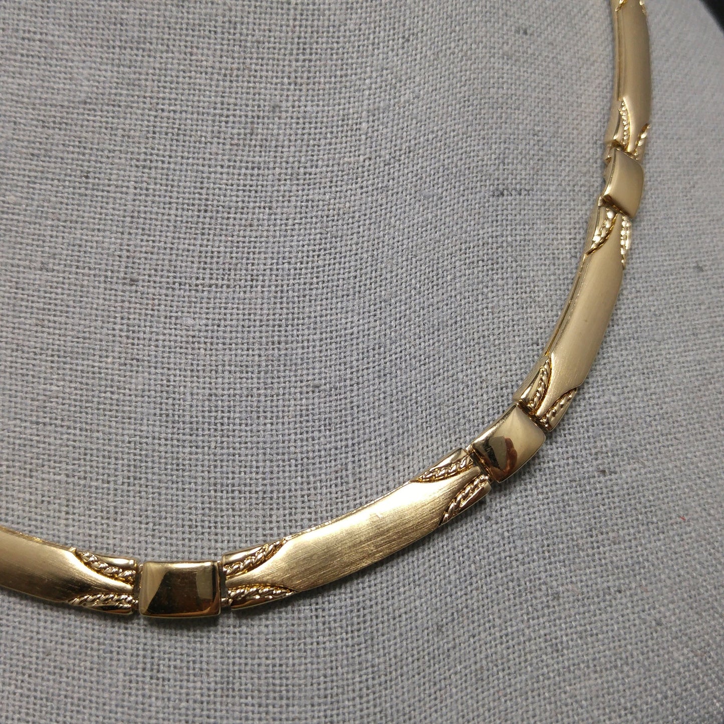 Monet Satin Finish Choker Necklace, Gold Plated, 1950 Vintage Jewelry