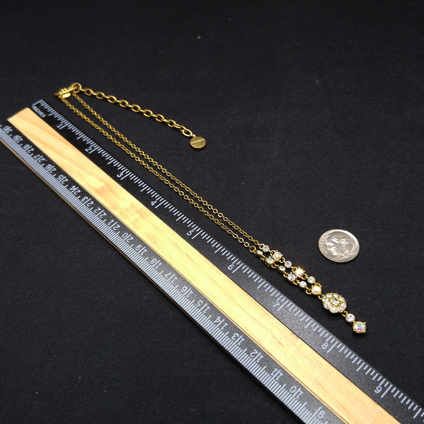 Vintage Givenchy Necklace – Aurora Borealis Rhinestones, Pendant Drop, 1990s
