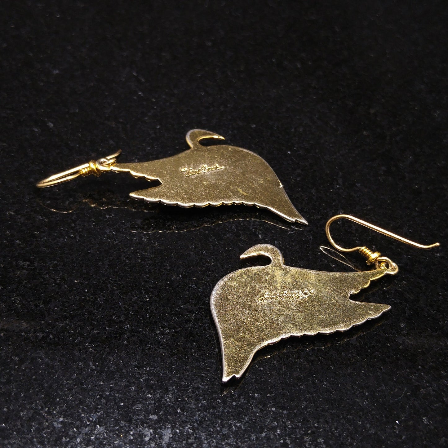 Laurel Burch Gold Plated Swan Earrings, Gold Filled Ear Wires, 1980s Vintage