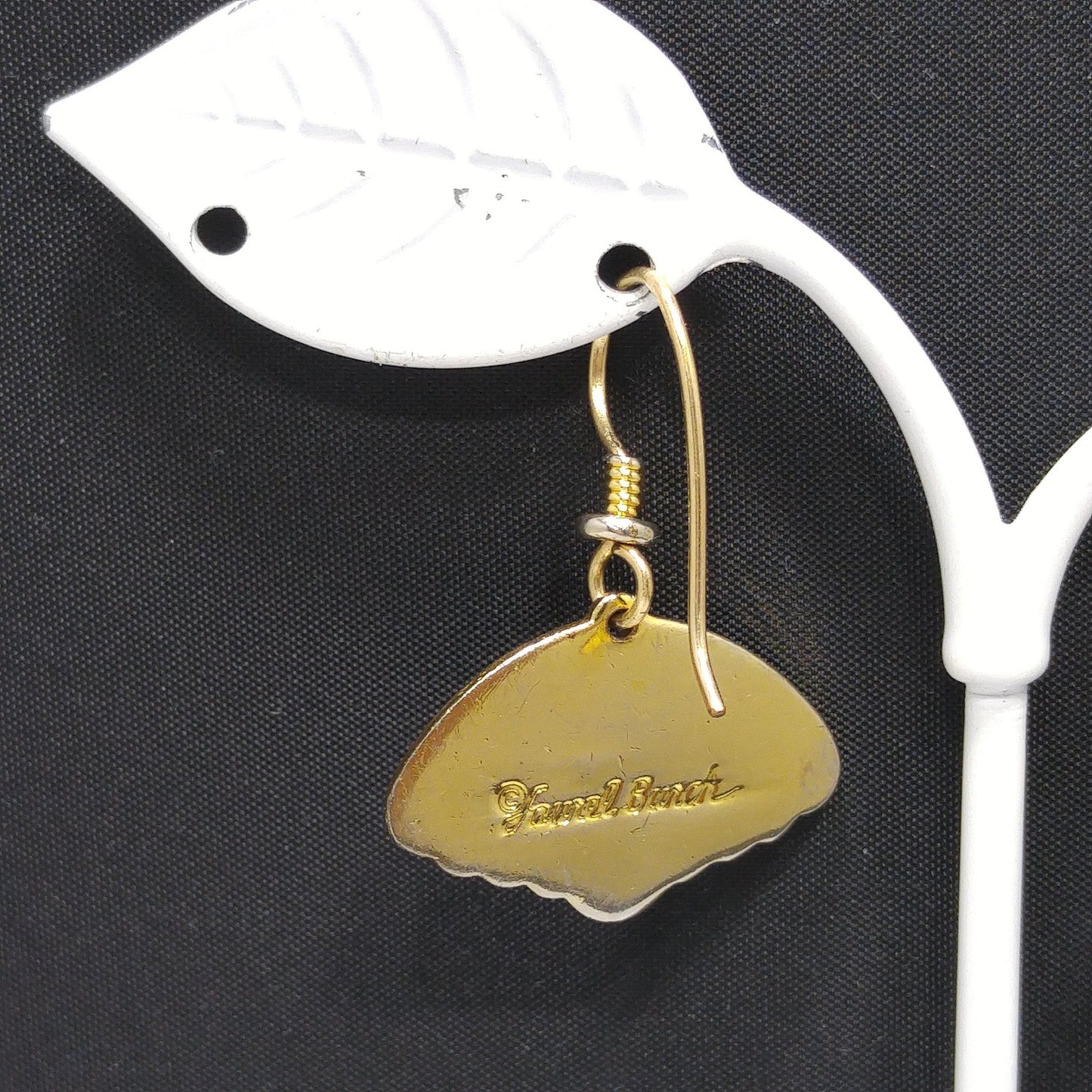 Vintage Laurel Burch Teal Enamel Earrings, Gold Plated