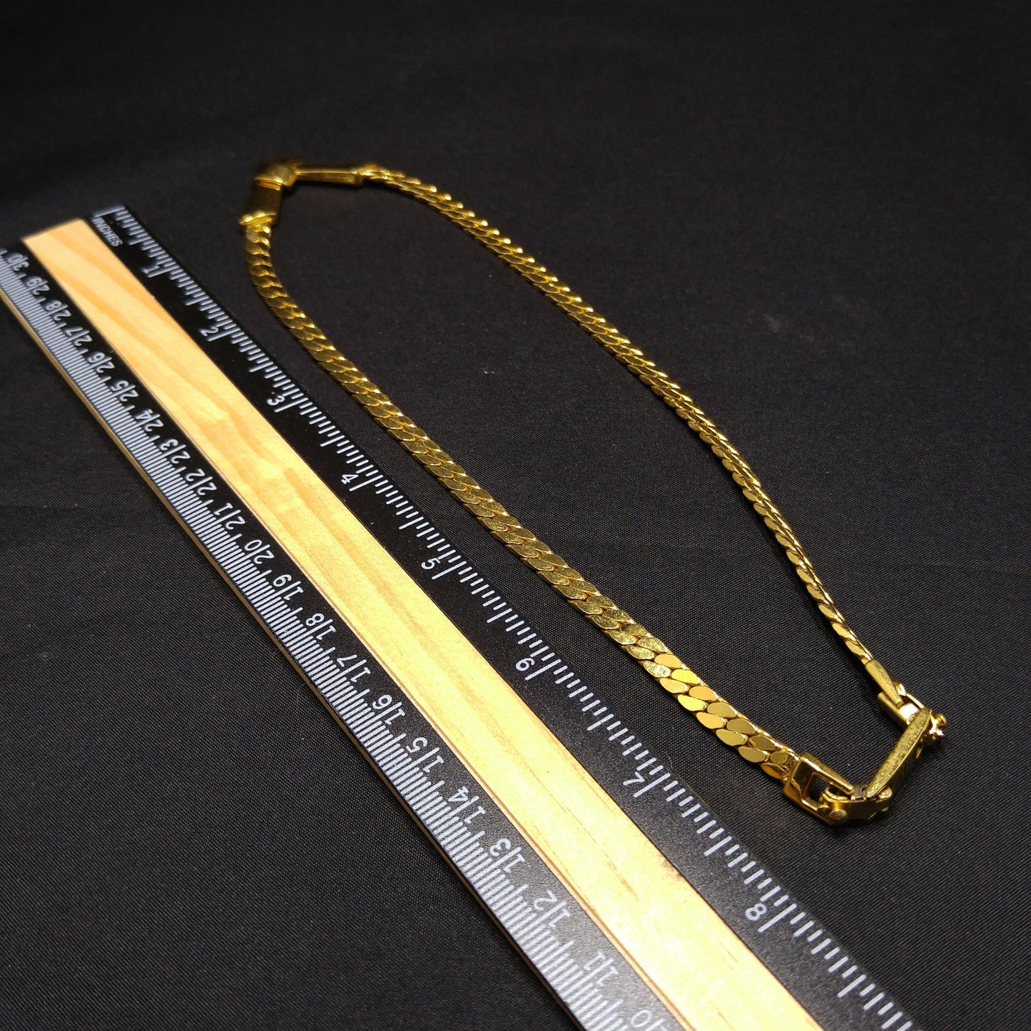Monet Herringbone Chain Necklace, Gold Plated, V Pendant, 1980s Vintage Jewelry