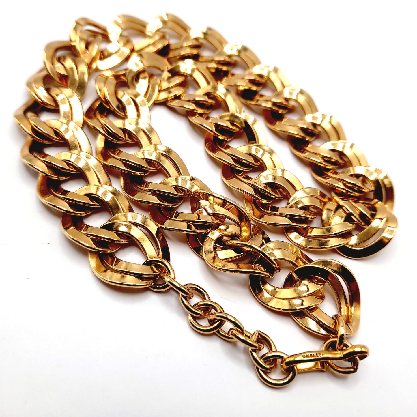 Vintage 1980s MONET Double Curb Chunky Chain Necklace, 20 Inches