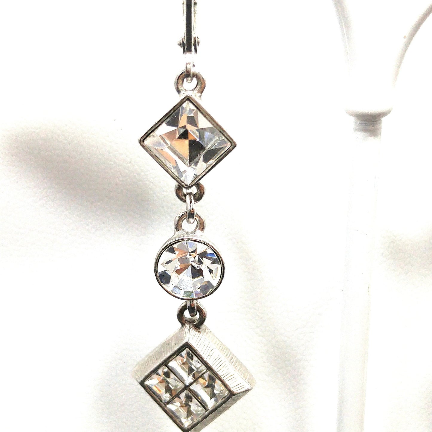 Givenchy 1990s Jewelry Set, Necklace & Earrings, Clear Rhinestones, Rhodium Plated