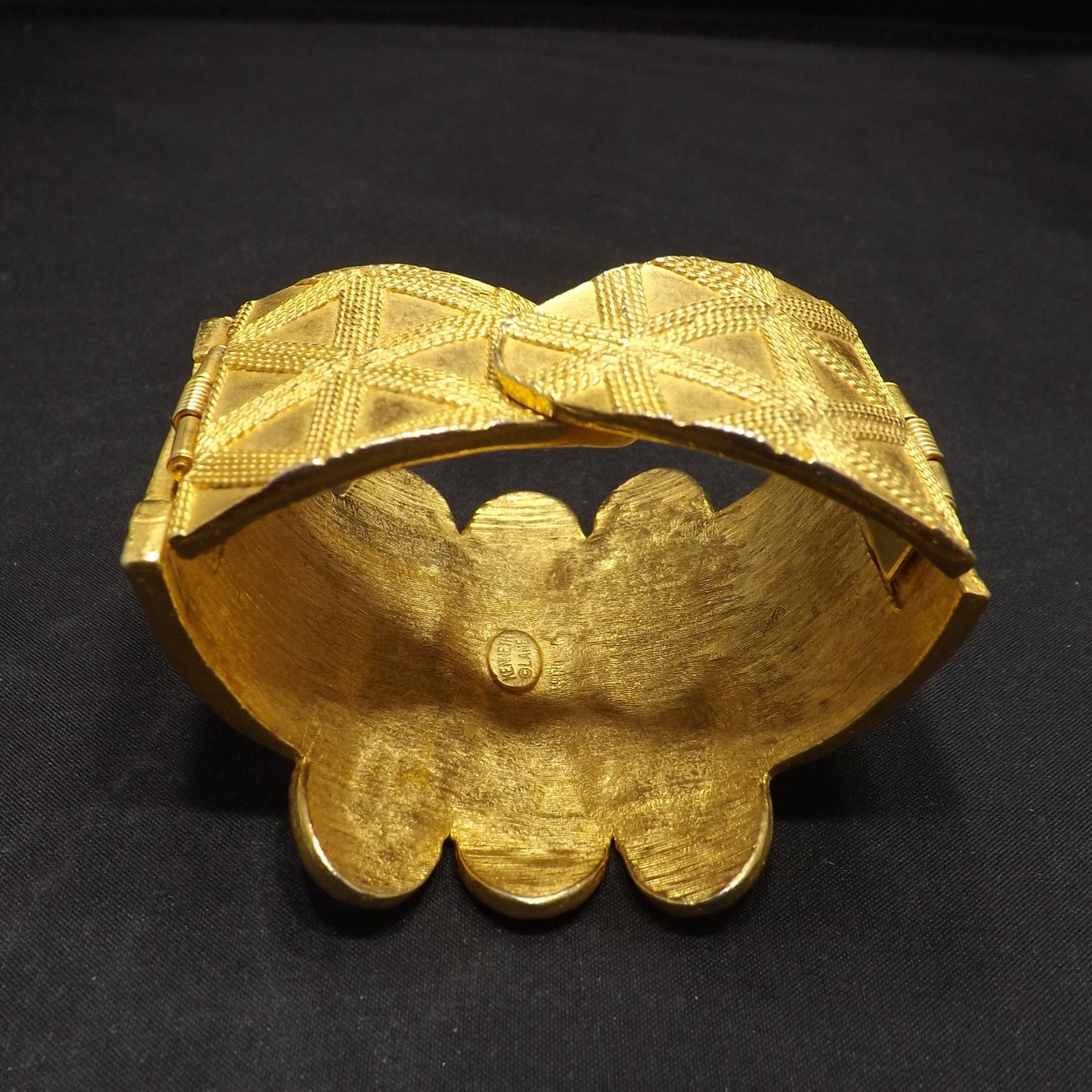 Kenneth Lane Large Hinged Bracelet, Gold Plated, Vintage Jewelry