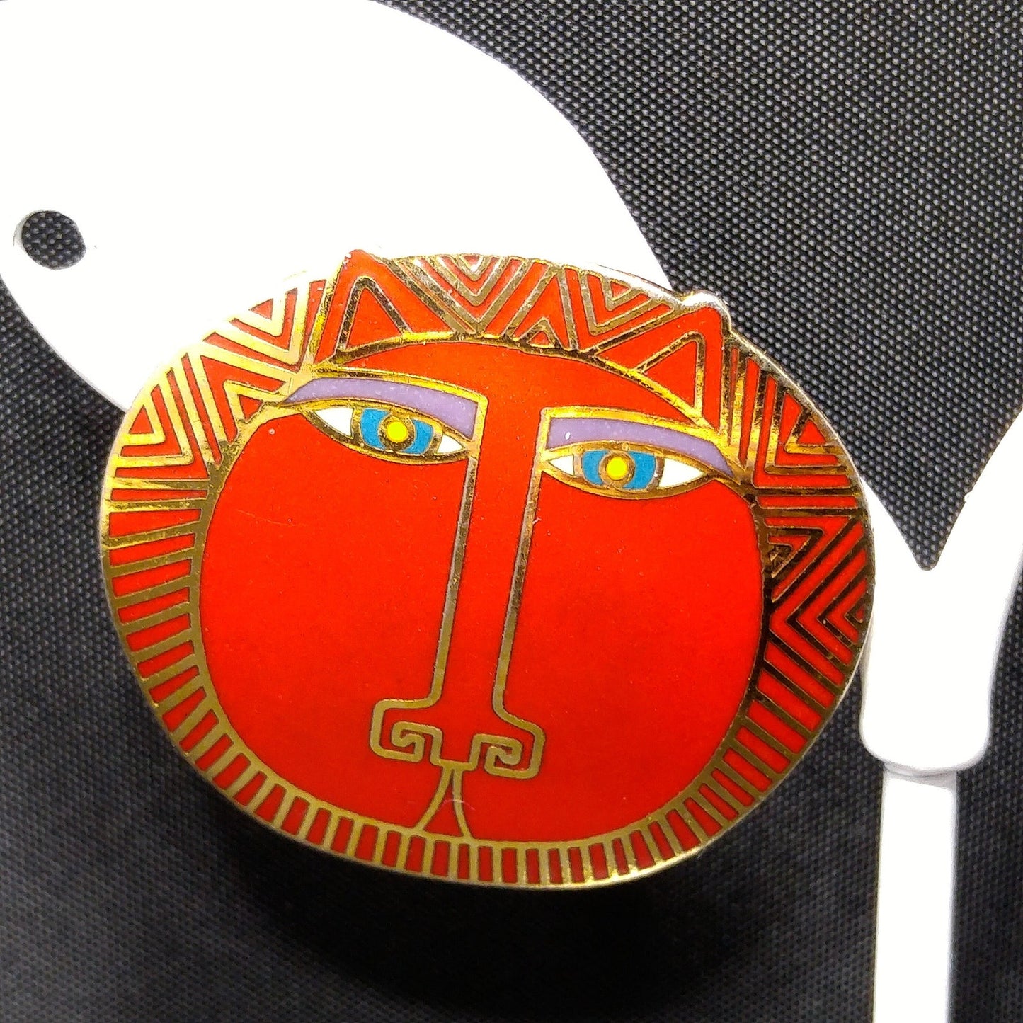 Vintage Laurel Burch "Moon Tiger" Red Post Earrings, Gold Plated