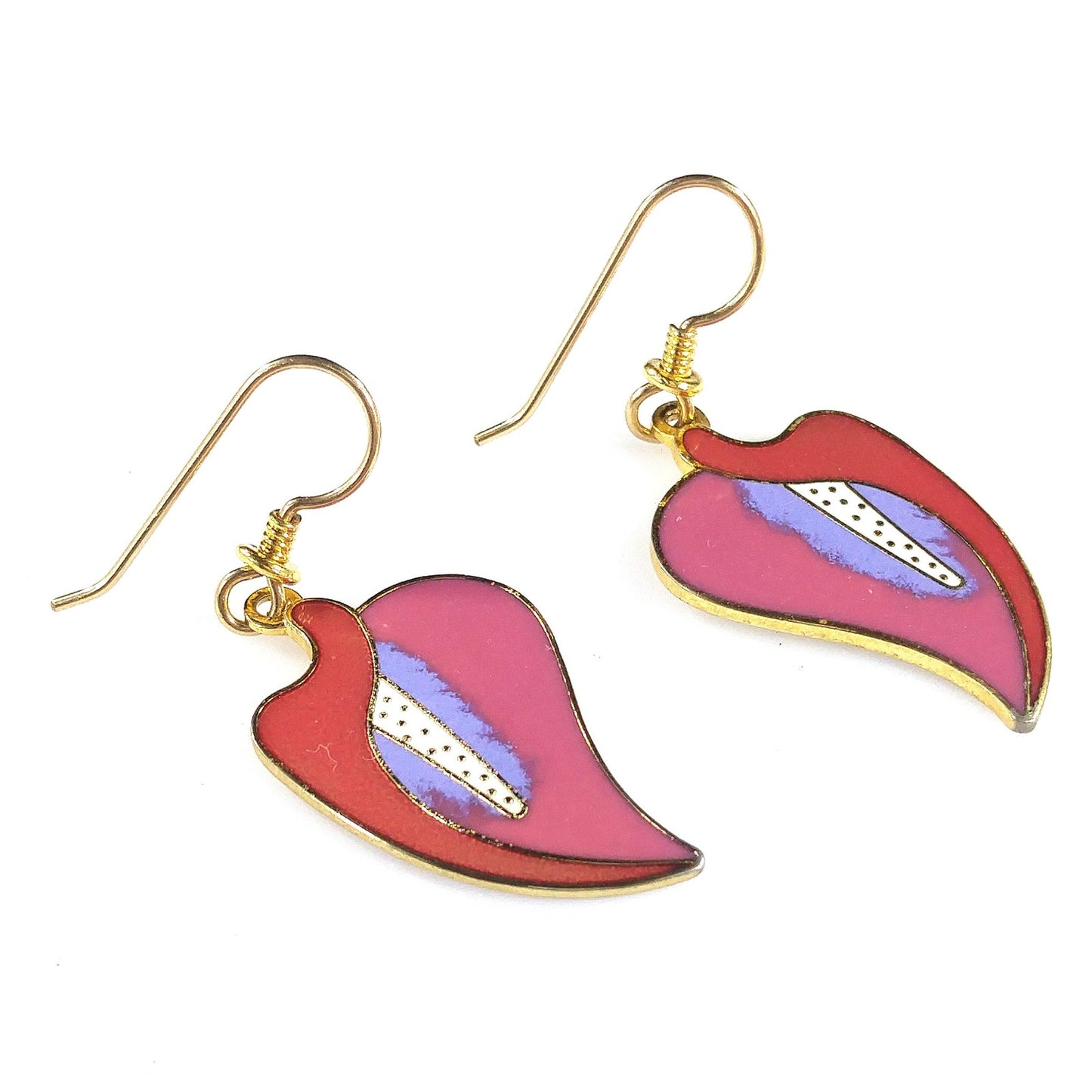 Vintage Laurel Burch "Calla Lily" Floral Drop Earrings, Gold Plated