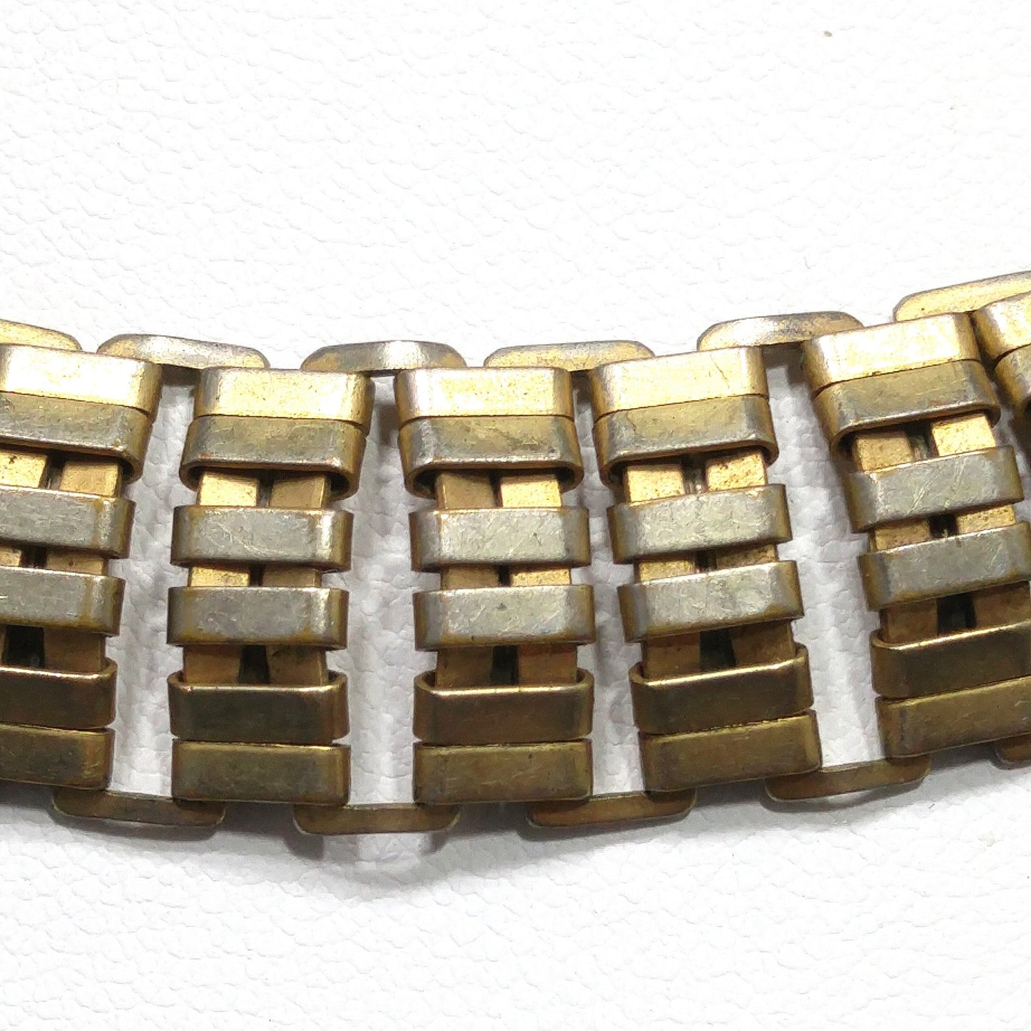 Vintage Brass Chain Choker Necklace, Traces of Vermeil, 1930s Vintage Jewelry