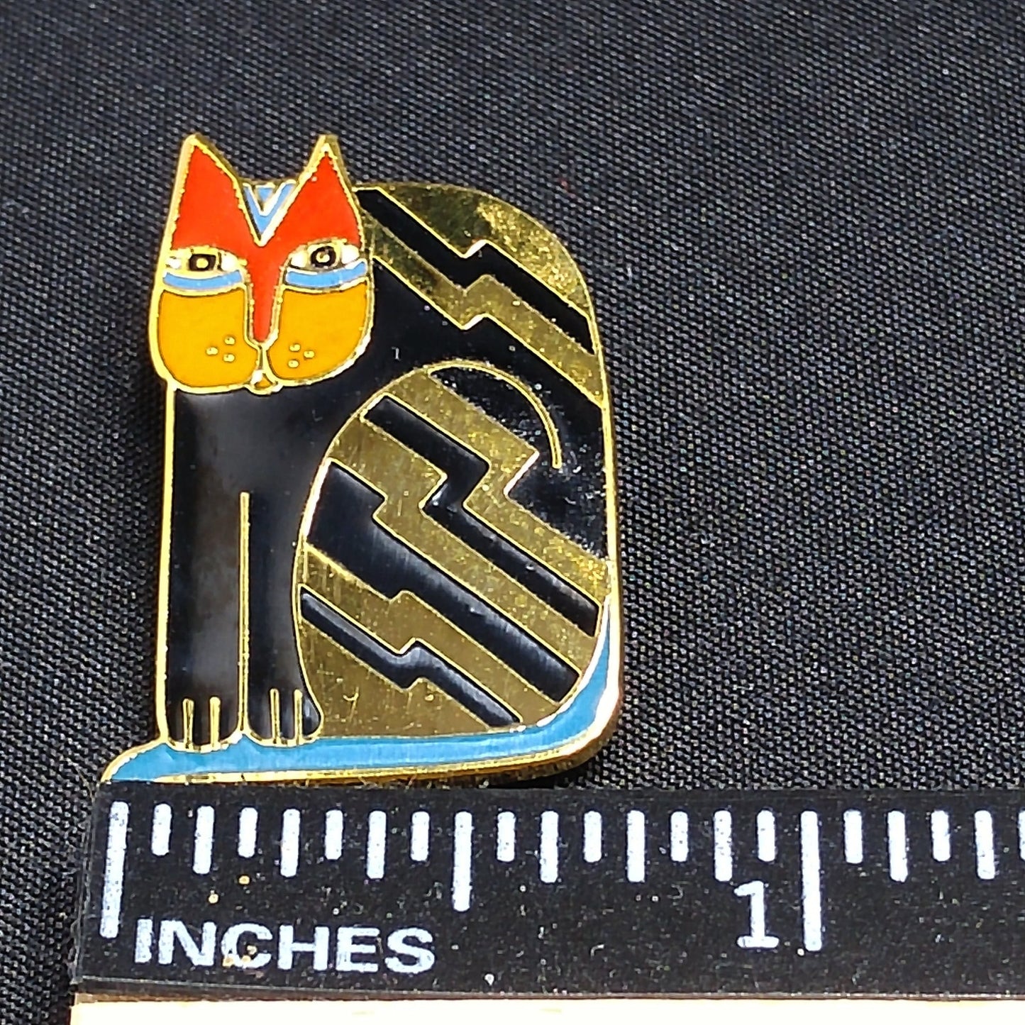 Laurel Burch "Fantasticat" Cat Brooch, Cloisonne Gold Plate, Enamel Pin, 1980s Vintage Jewelry