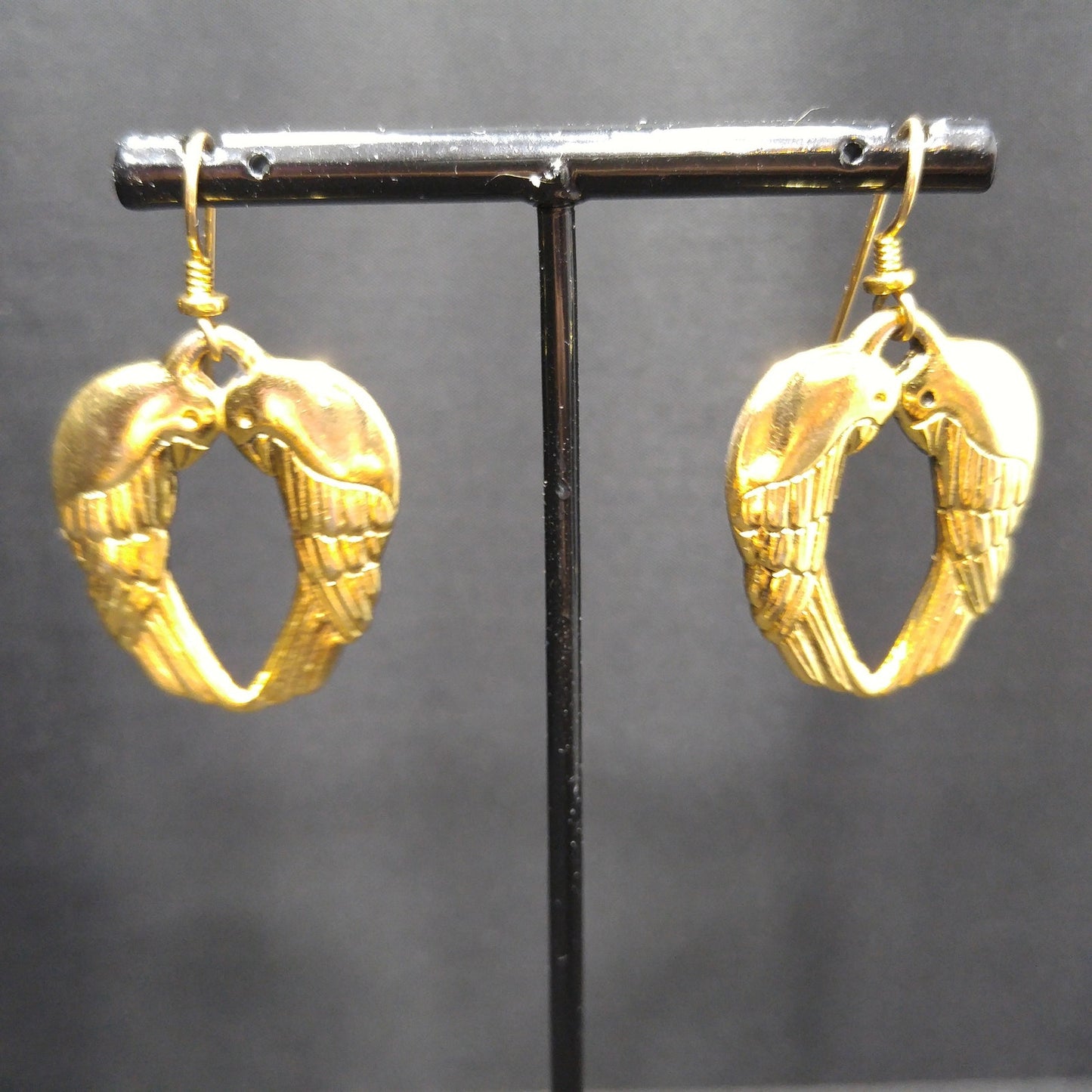 Vintage Laurel Burch Song Sparrows Earrings, Gold Plated