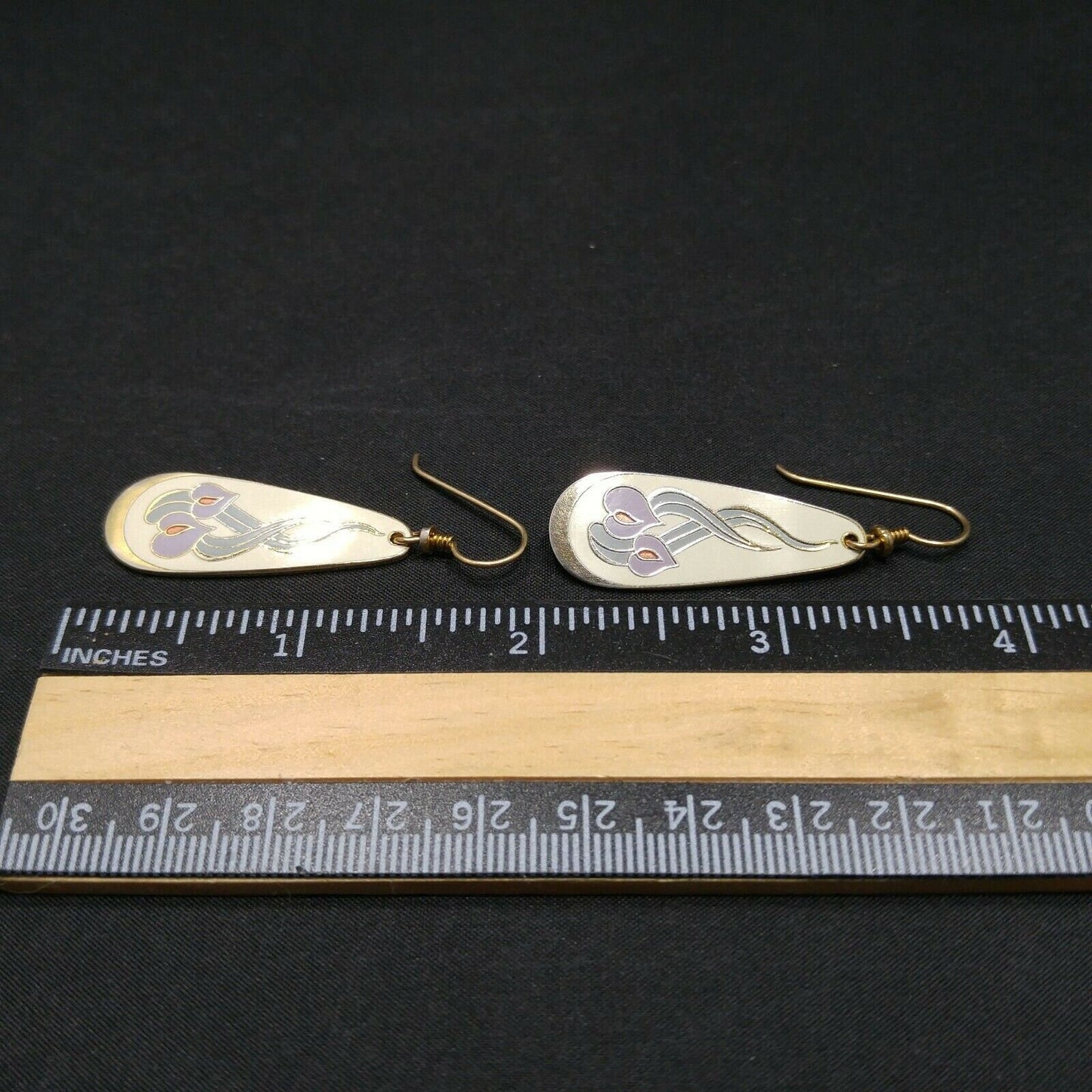 Vintage Laurel Burch "Wild Anthurium" Dangle Earrings, Gold Plated, 1980s