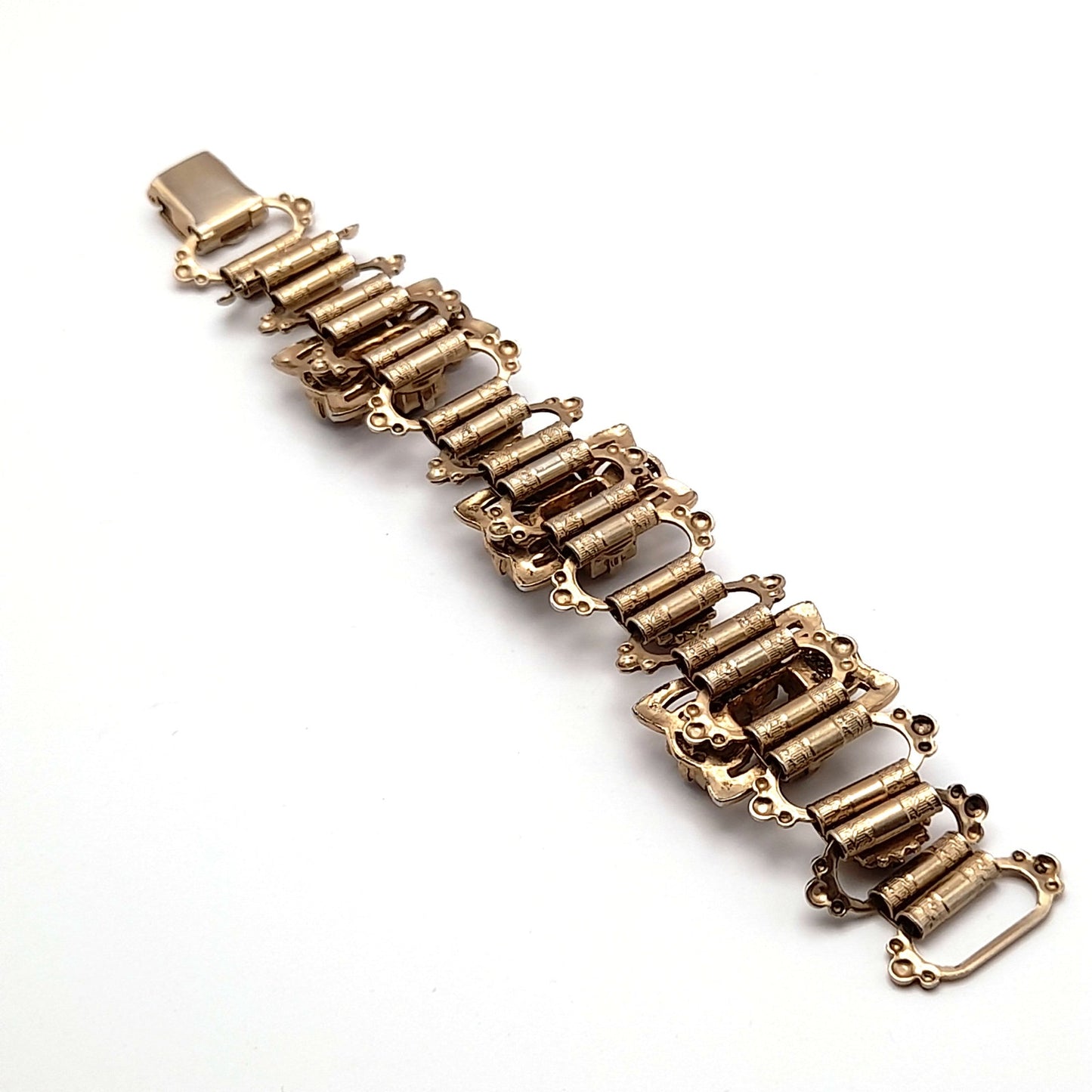 Vintage Purple Opalescent Cabochon Book Chain Bracelet