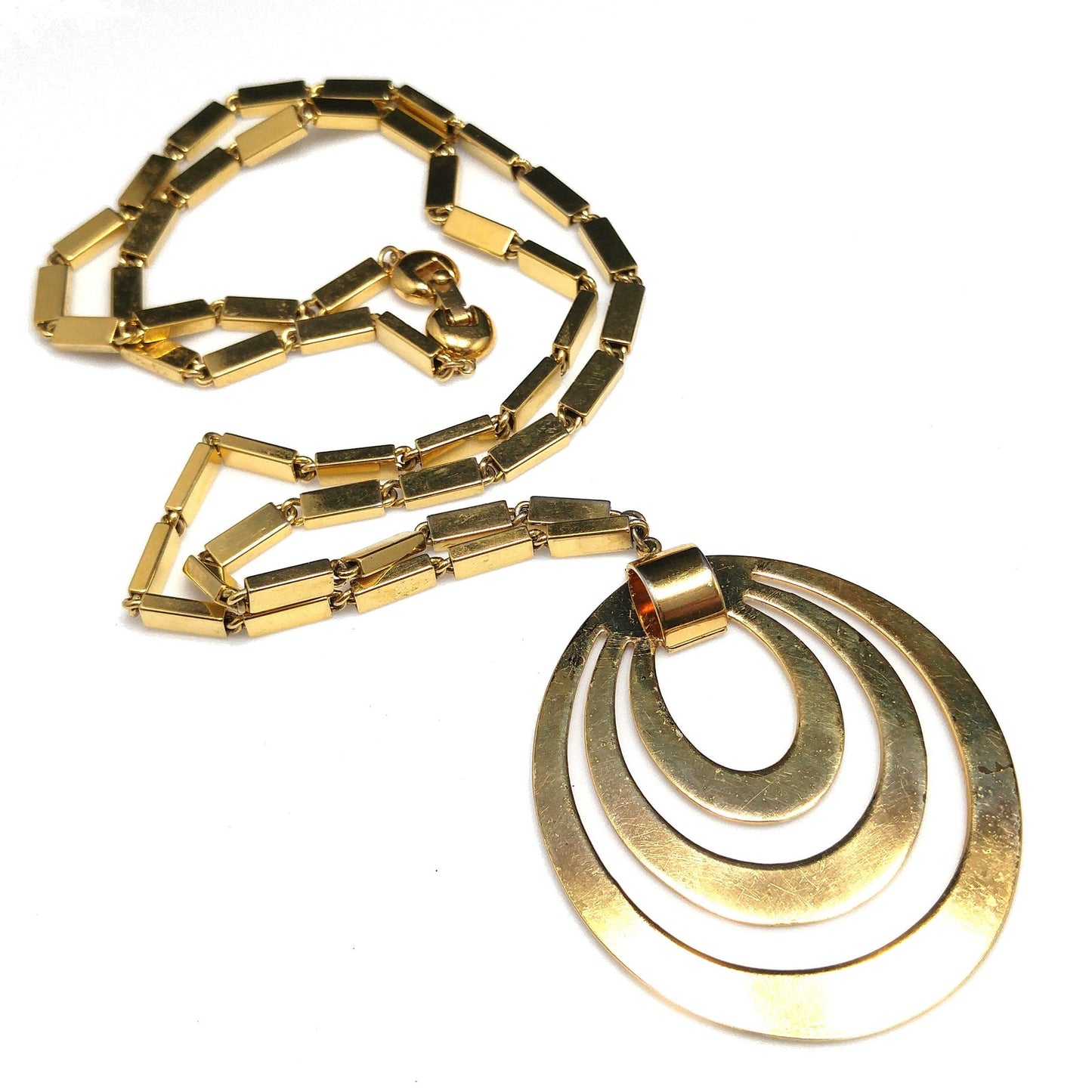 Monet Pendant Necklace, Gold Plated, Book Piece, 1960s Vintage Jewelry
