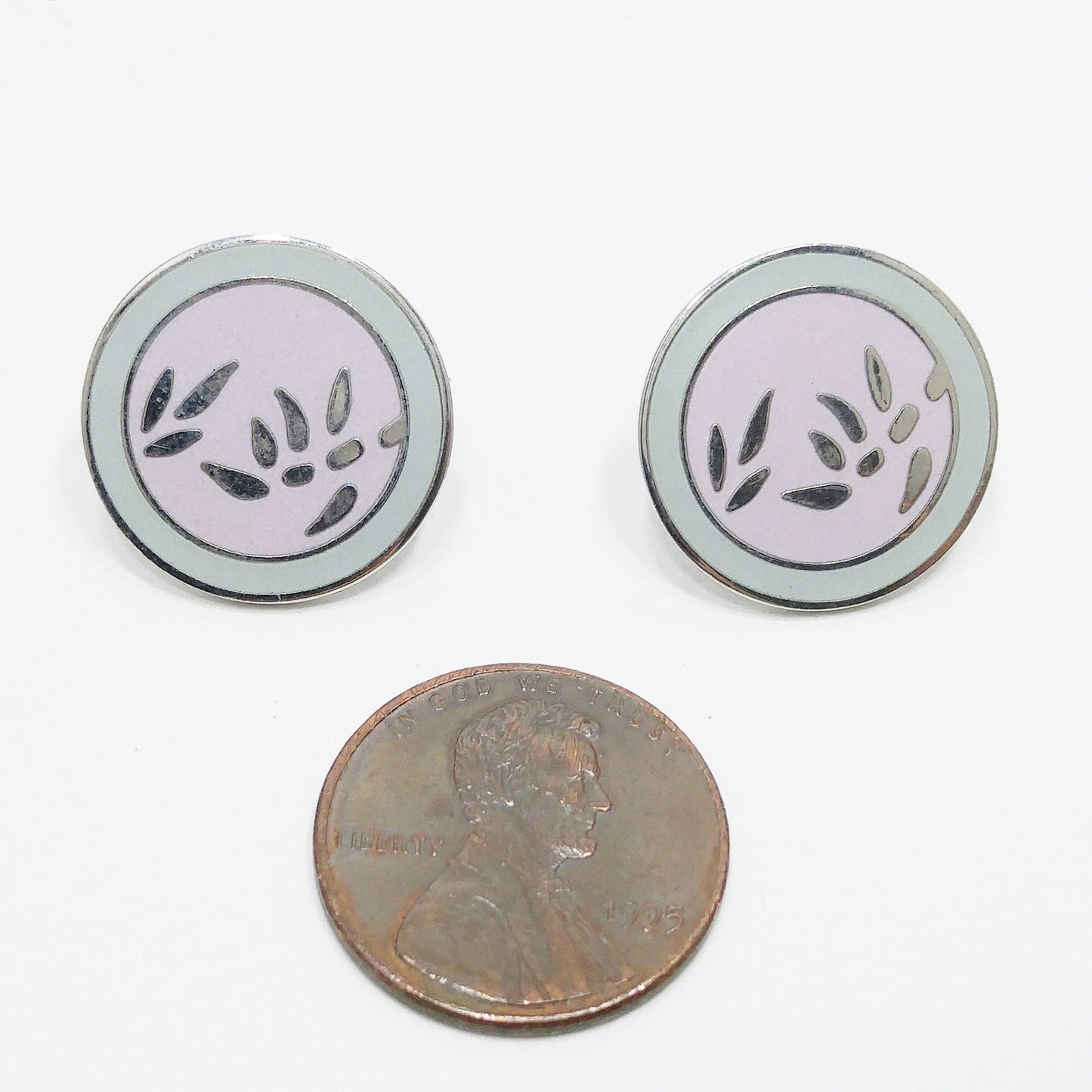 Vintage Laurel Burch "Bamboo" Post Earrings, Pastel Enamel, Gold Plated, 1980s