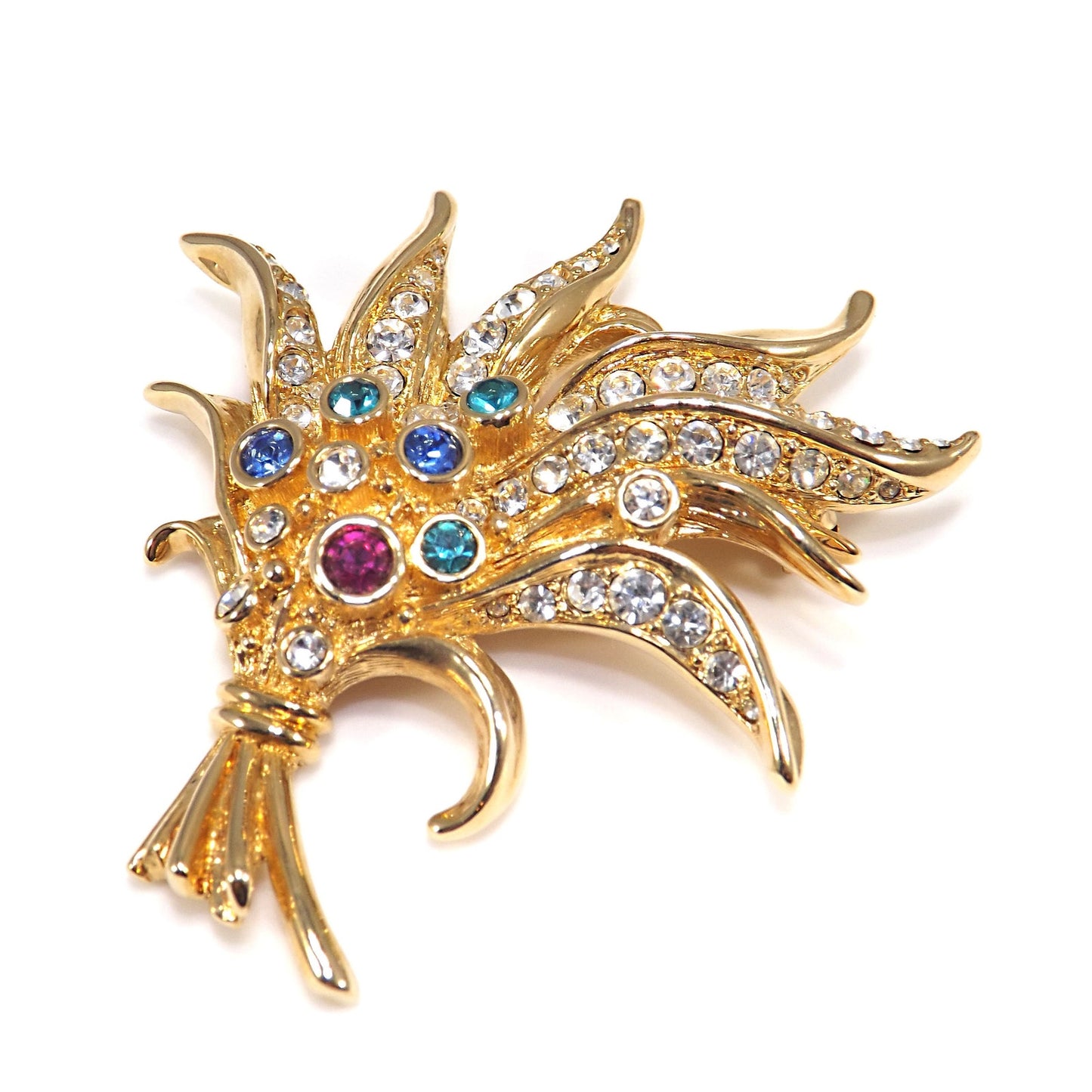 Swarovski Floral Brooch, Multicolored Rhinestones, Swan Logo, Floral Bouquet