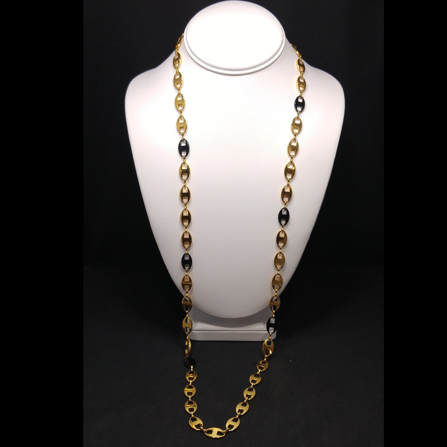 Jackie Kennedy Replica Necklace – Camrose & Kross JBK Gold Black Enamel Links, 1990s