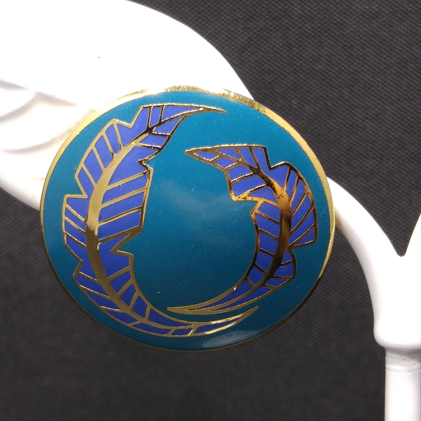 Vintage Laurel Burch "Palm Leaves" Teal Lavender Post Earrings, Gold Plated