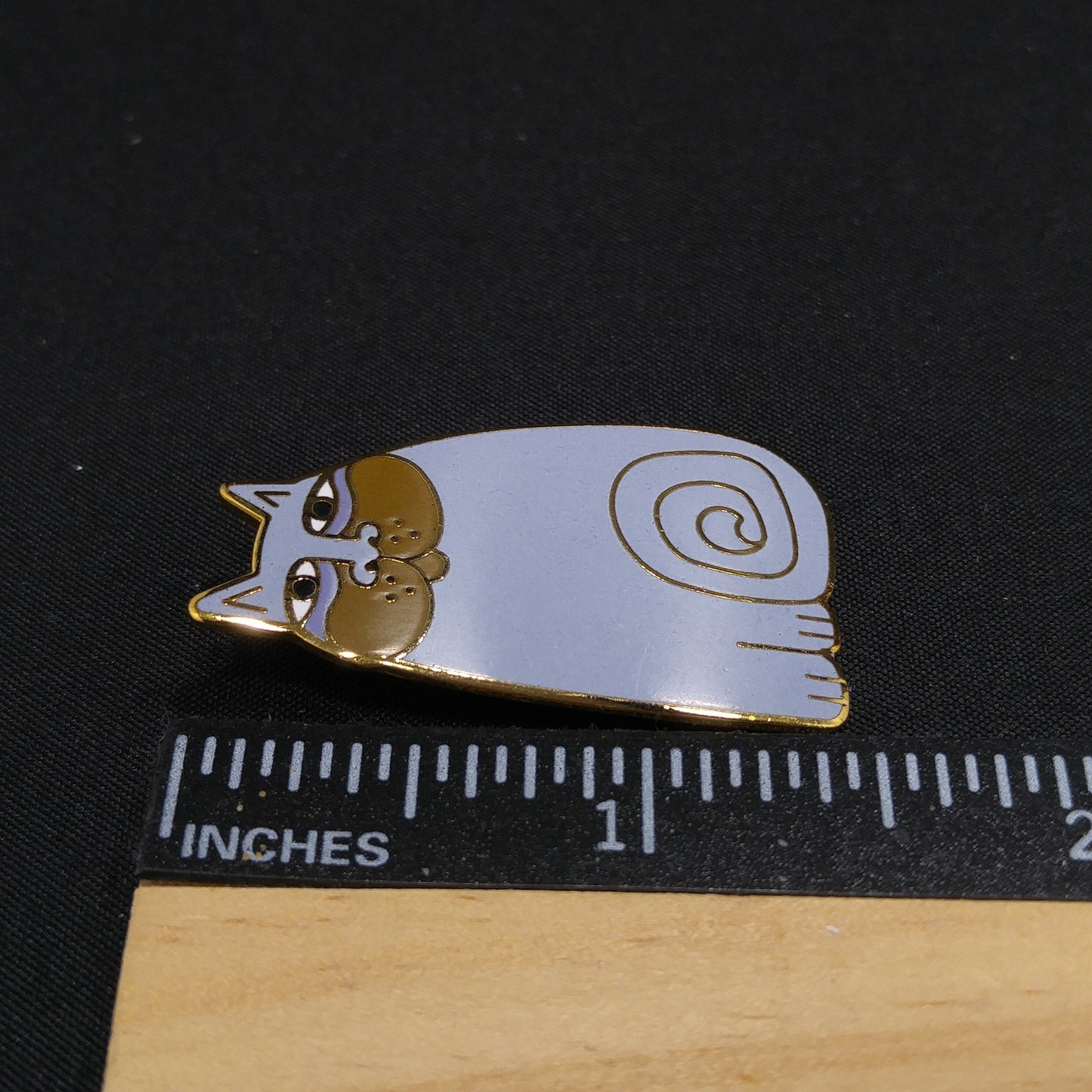 Vintage Laurel Burch "Olivia" Lavender Cat Brooch, Gold Plated, Enamel, 1980s