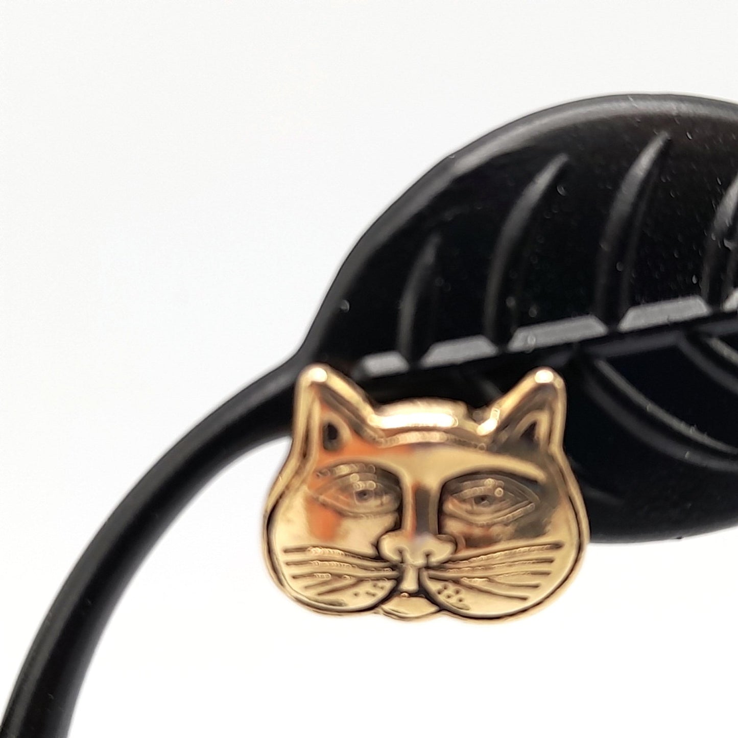 Laurel Burch Cat Face Earrings, Gold Plated Cats, Gold Filled Posts, 1980s