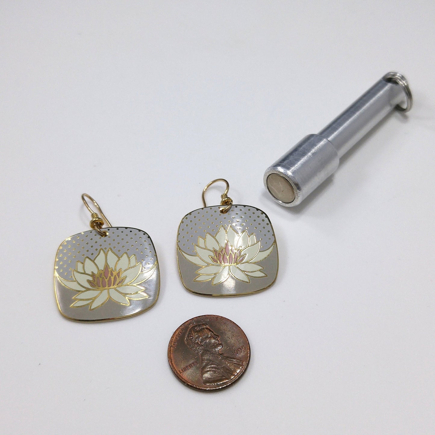 Vintage Laurel Burch Nile Lily Earrings, Gold Plated