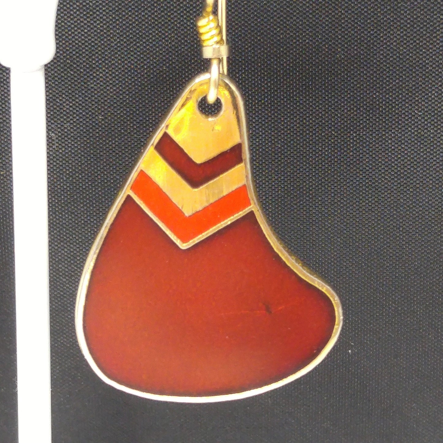 Vintage Laurel Burch Red & Gold Earrings, Red Enamel, Gold Cloisonné, 1980s