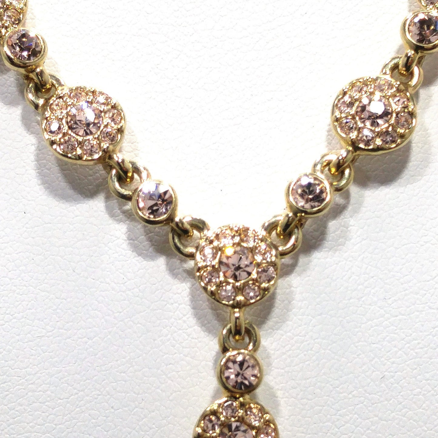 Vintage Givenchy Necklace – Champagne Rhinestone Drop, Adjustable, 1990s