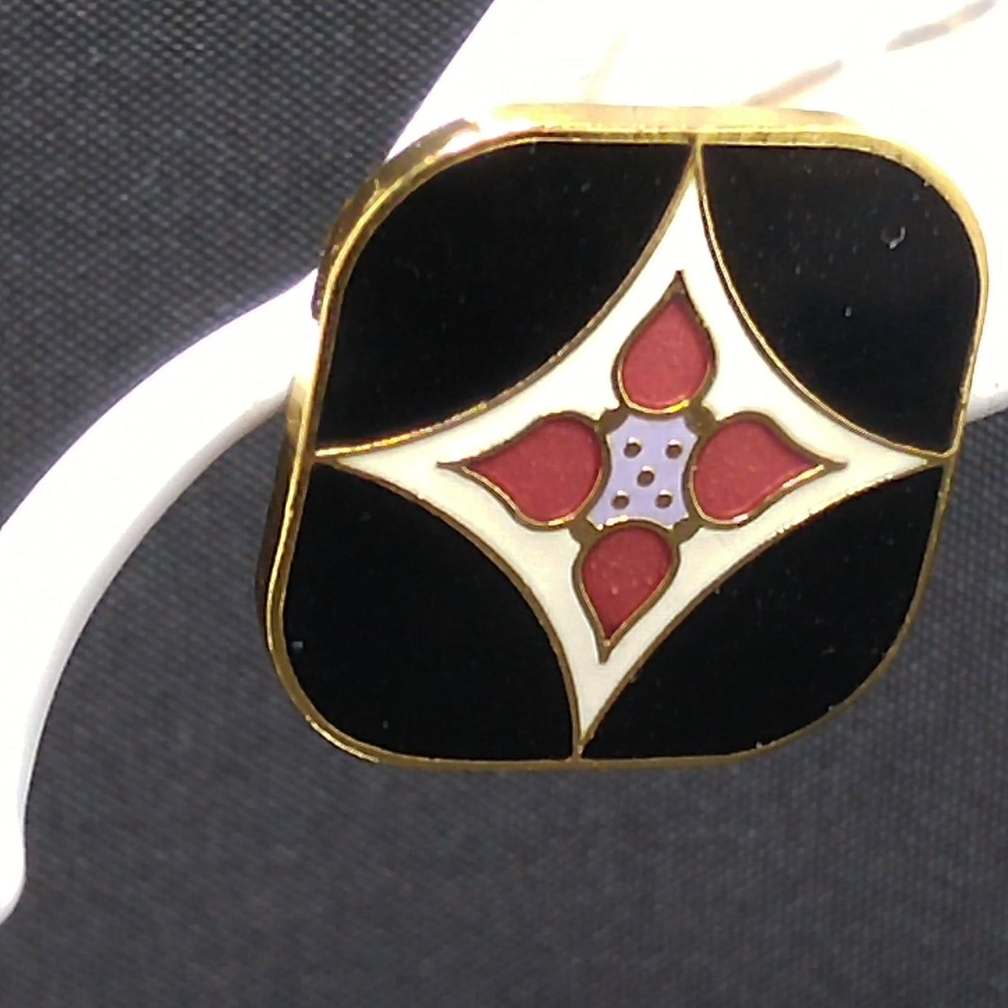 Vintage Laurel Burch "Minya" Post Earrings, Gold Plated, Enamel Cloisonne, 1980s