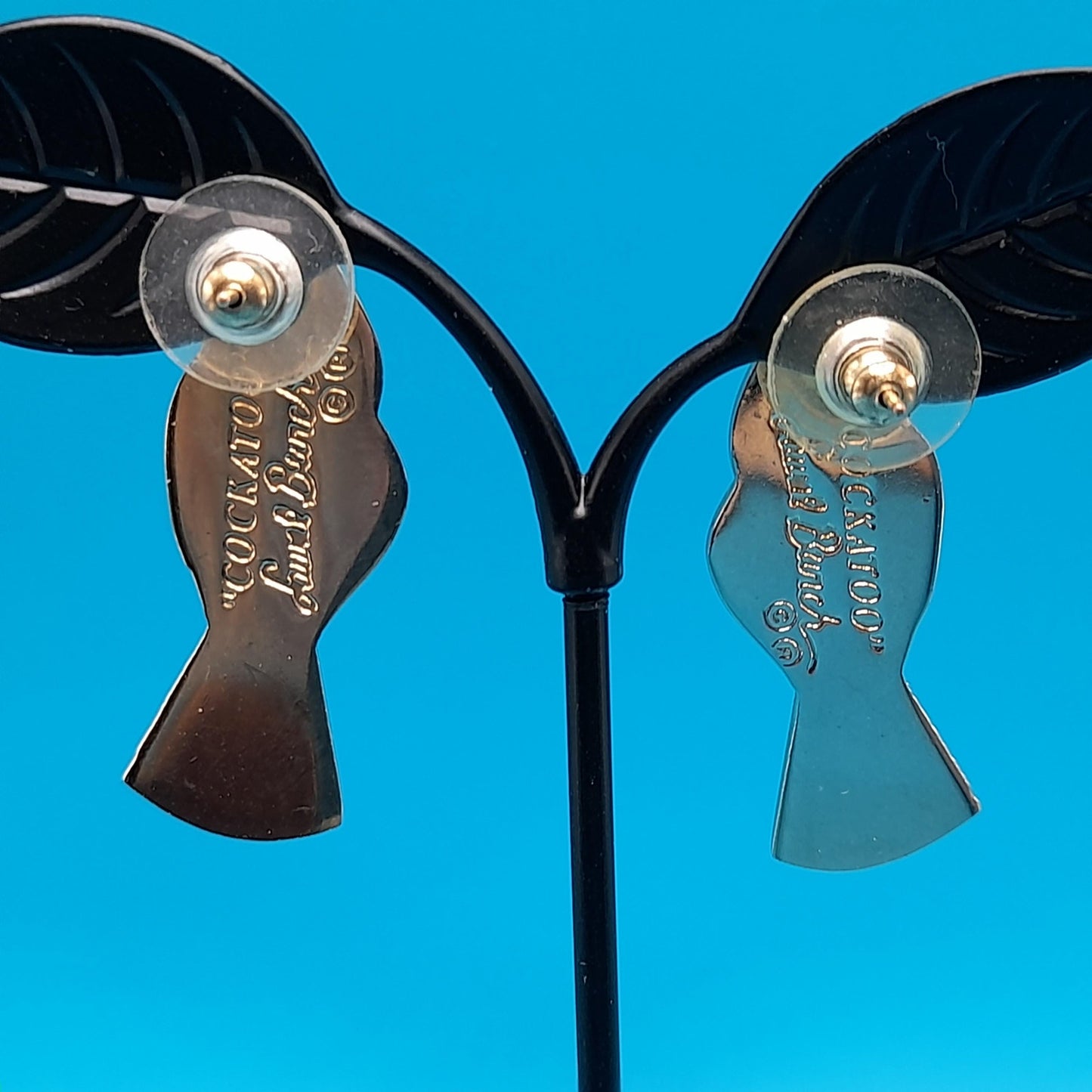 Laurel Burch "Cockatoo" Bird Post Earrings, Gold Plated, 1980s Vintage Jewelry