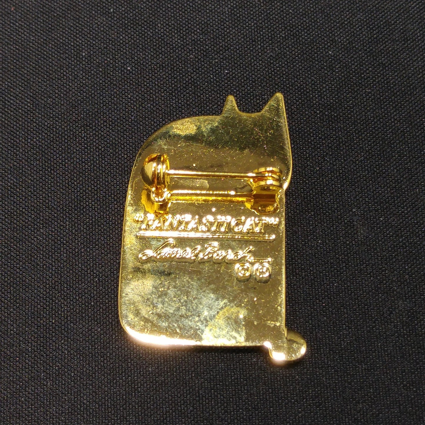 Laurel Burch "Fantasticat" Cat Brooch, Cloisonne Gold Plate, Enamel Pin, 1980s Vintage Jewelry