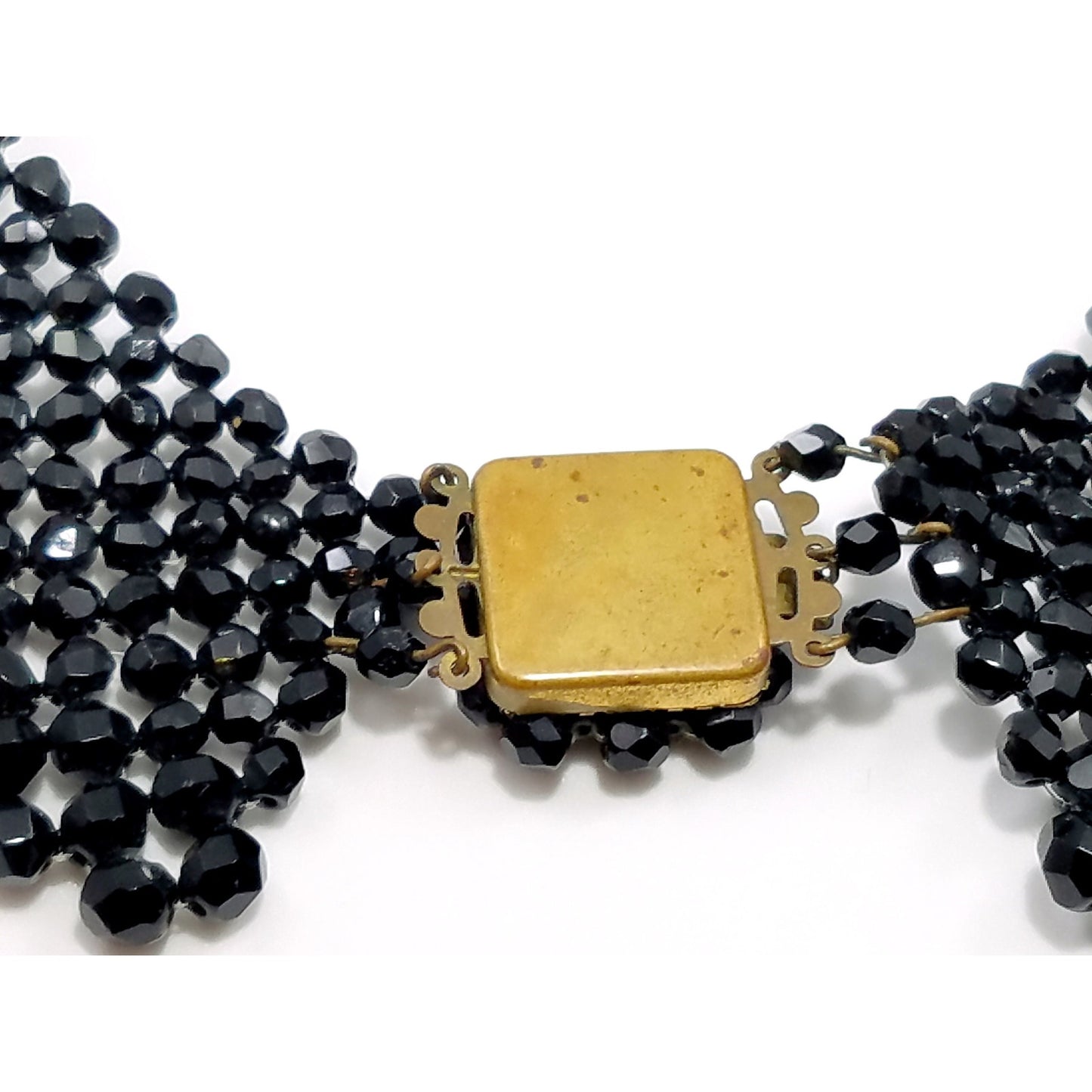 Vintage Victorian Black Crystal Beaded Collar, 1930s, 17 Inches