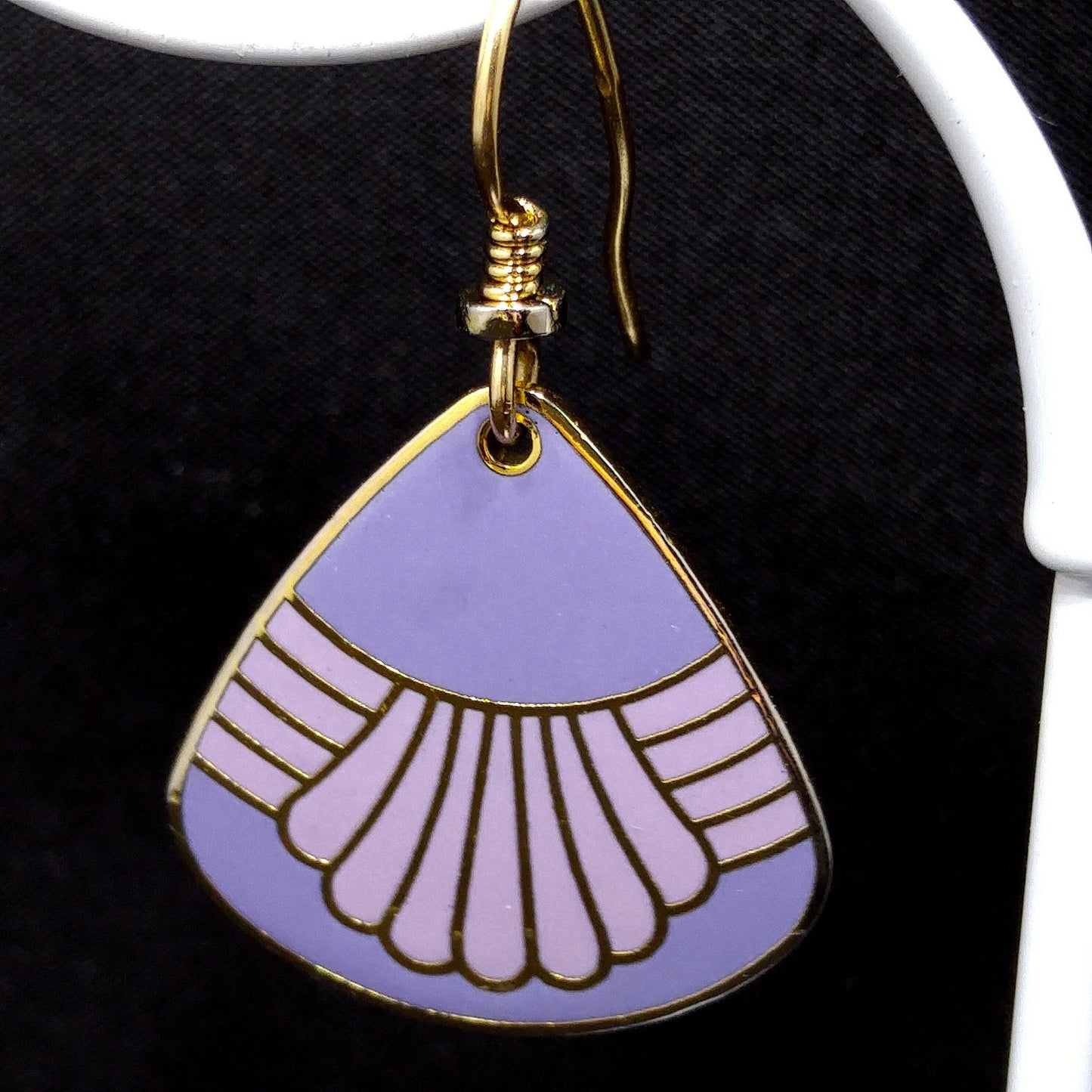 Vintage Laurel Burch Waterfall Purple Pink Drop Earrings, Gold Plated