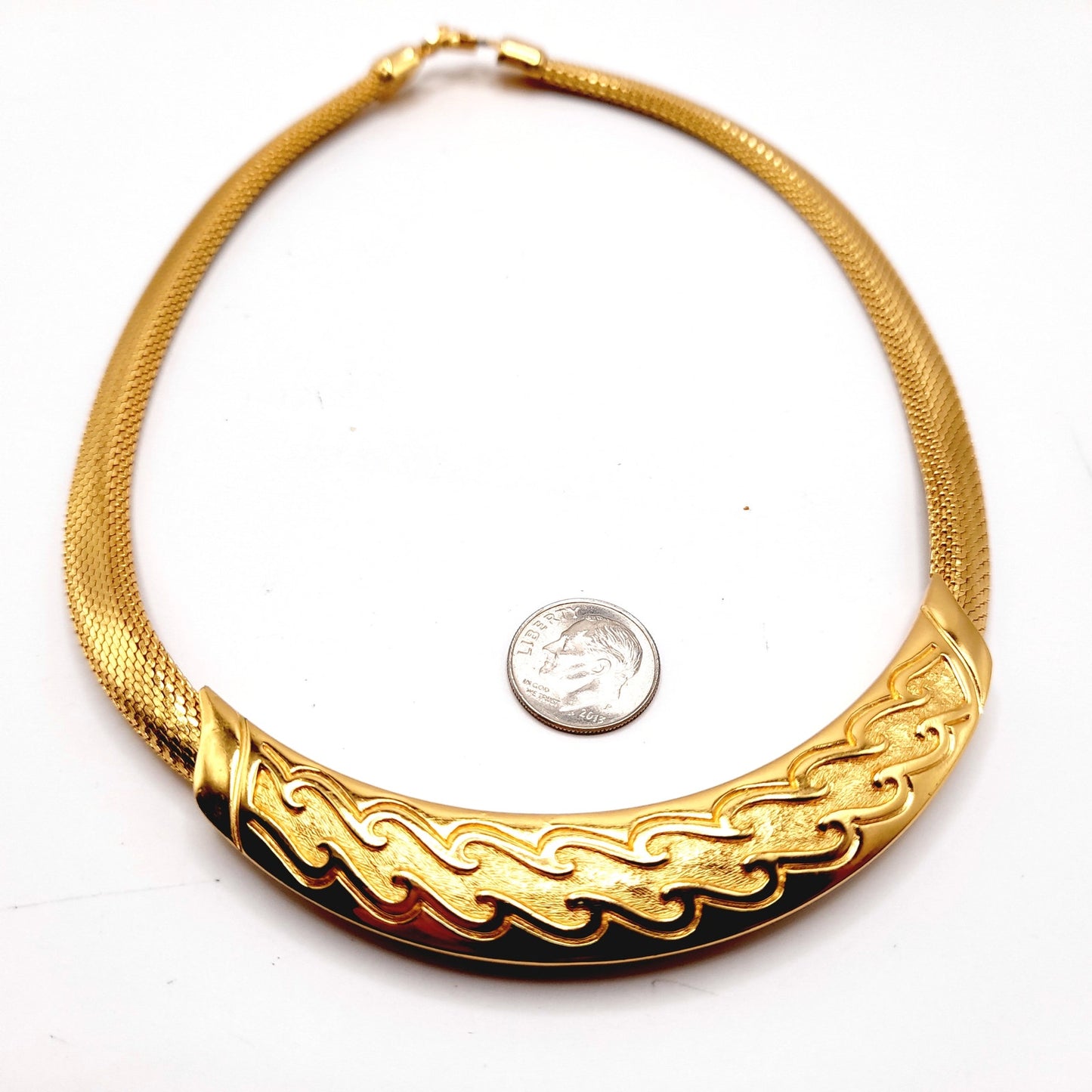 Vintage Christian Dior Mesh Choker Gold Plated Necklace