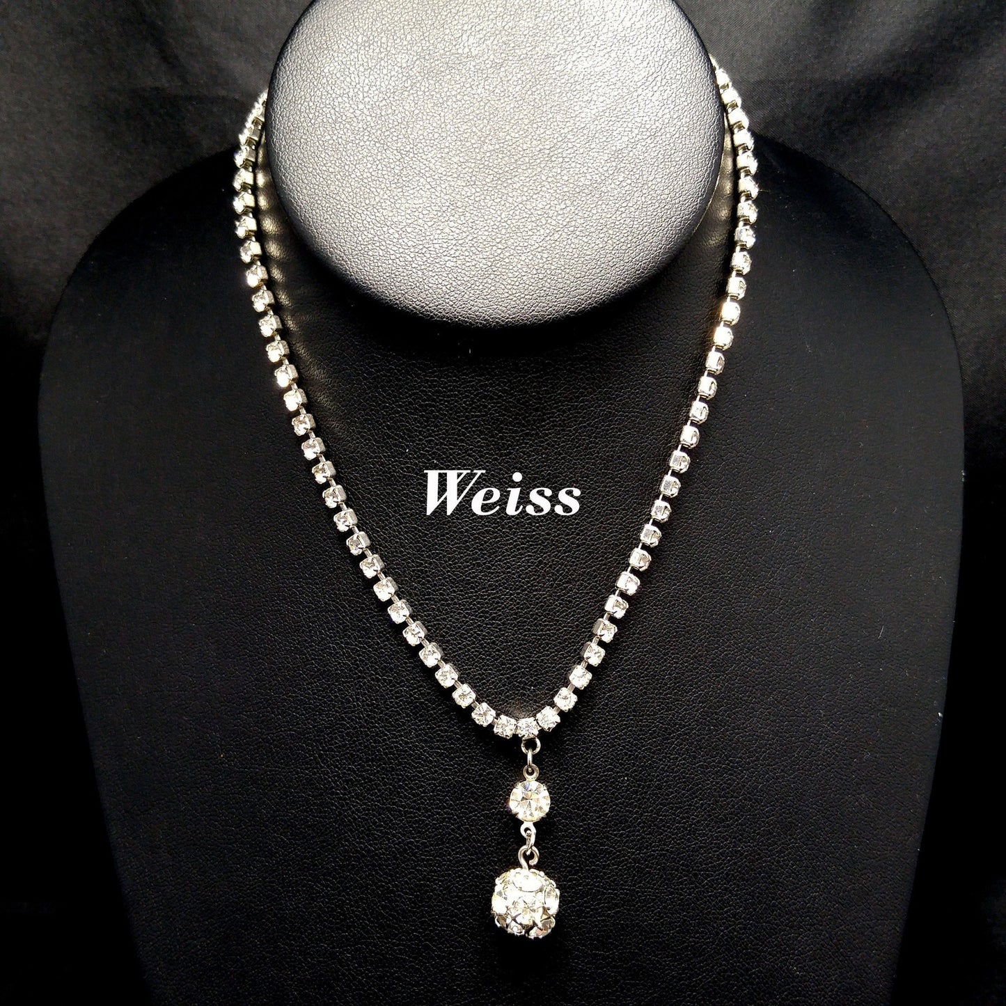 Weiss Clear Rhinestone Choker Necklace, Wedding Necklace, 1950s Vintage Jewelry