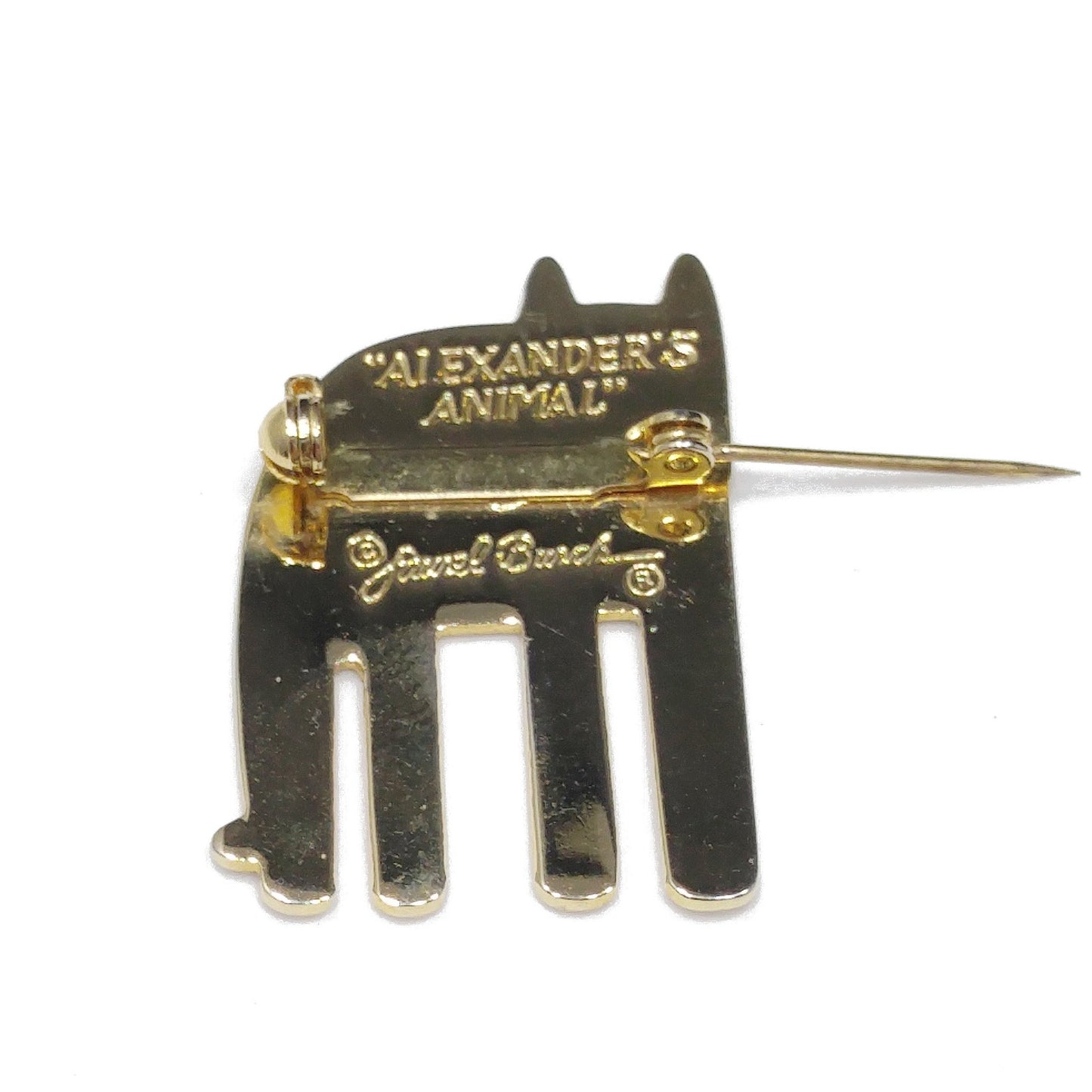 Laurel Burch "Alexander's Animal" Cat Brooch, Pastel Enamel, Gold Plated, 1980s Vintage Jewelry