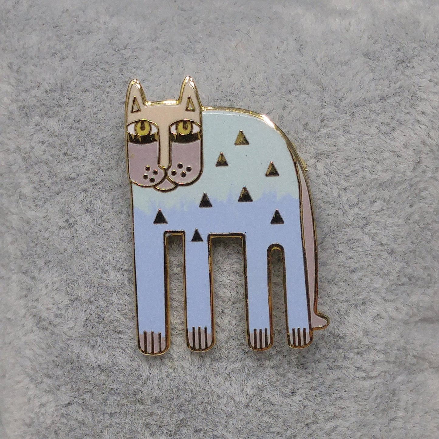 Laurel Burch "Alexander's Animal" Cat Brooch, Pastel Enamel, Gold Plated, 1980s Vintage Jewelry