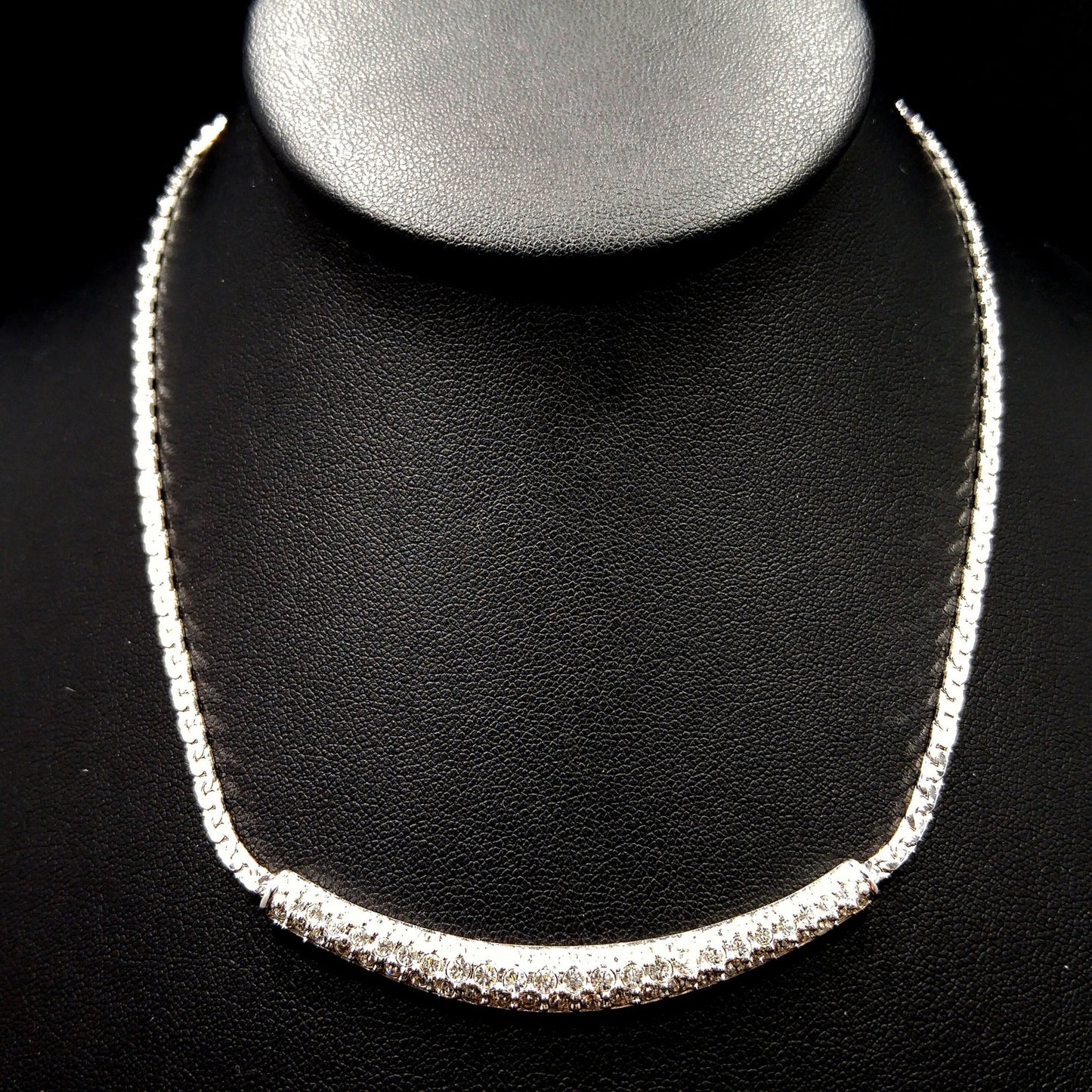 Vintage Swarovski Necklace – Rhodium Plated Pavé Clear Rhinestones, 1990s