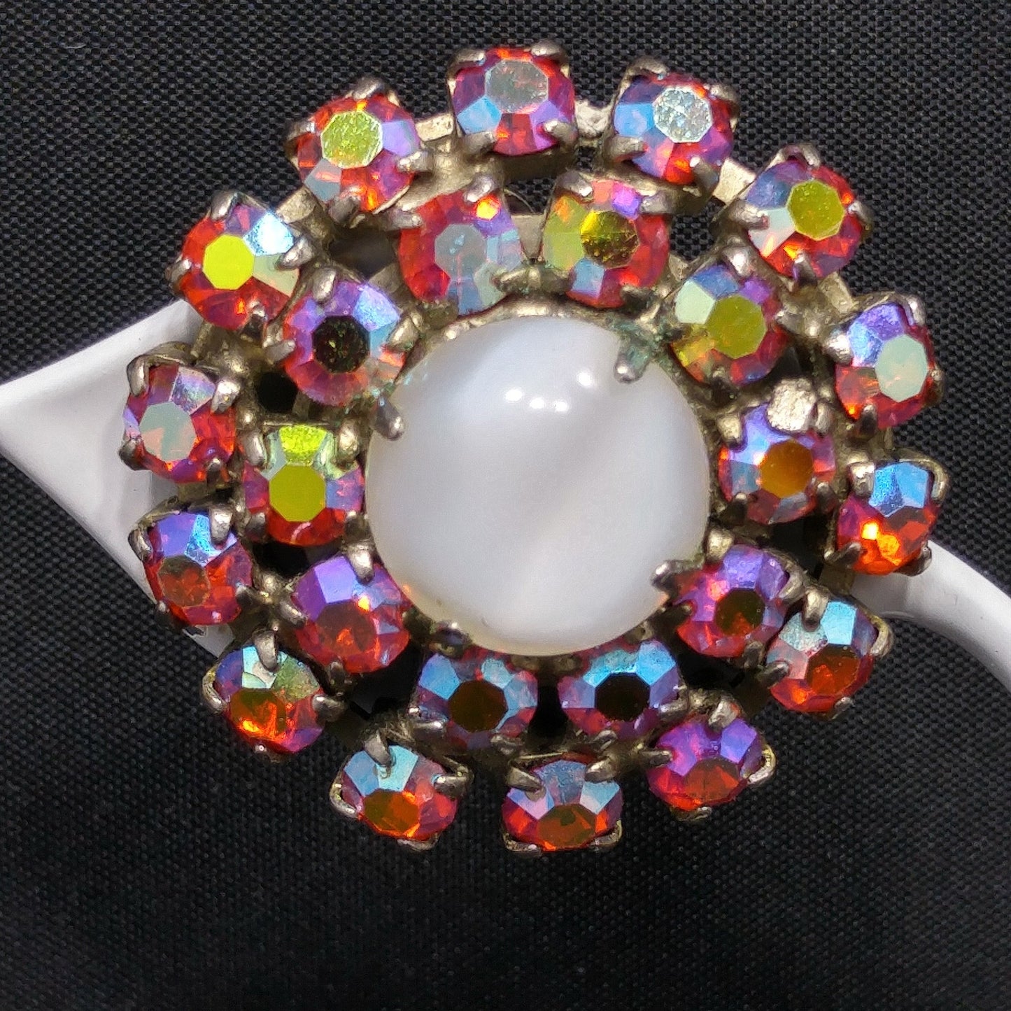 Vintage Juliana Clamper Bracelet & Earrings, DeLizza Elster, Red AB Rhinestones