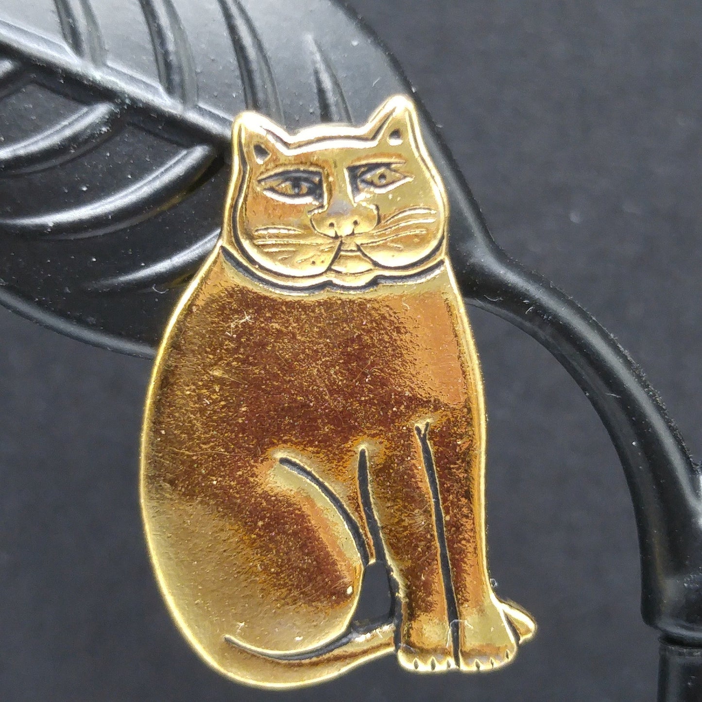 Vintage Laurel Burch Cat Post Earrings, Sitting Cats, Gold Plated
