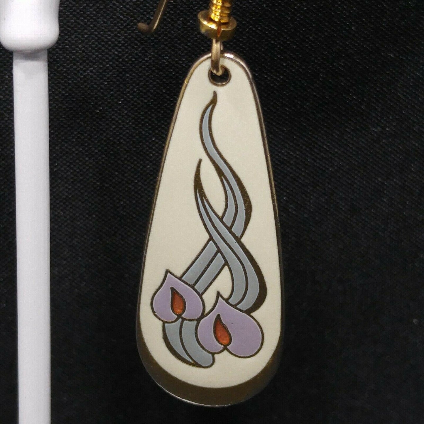 Vintage Laurel Burch "Wild Anthurium" Dangle Earrings, Gold Plated, 1980s