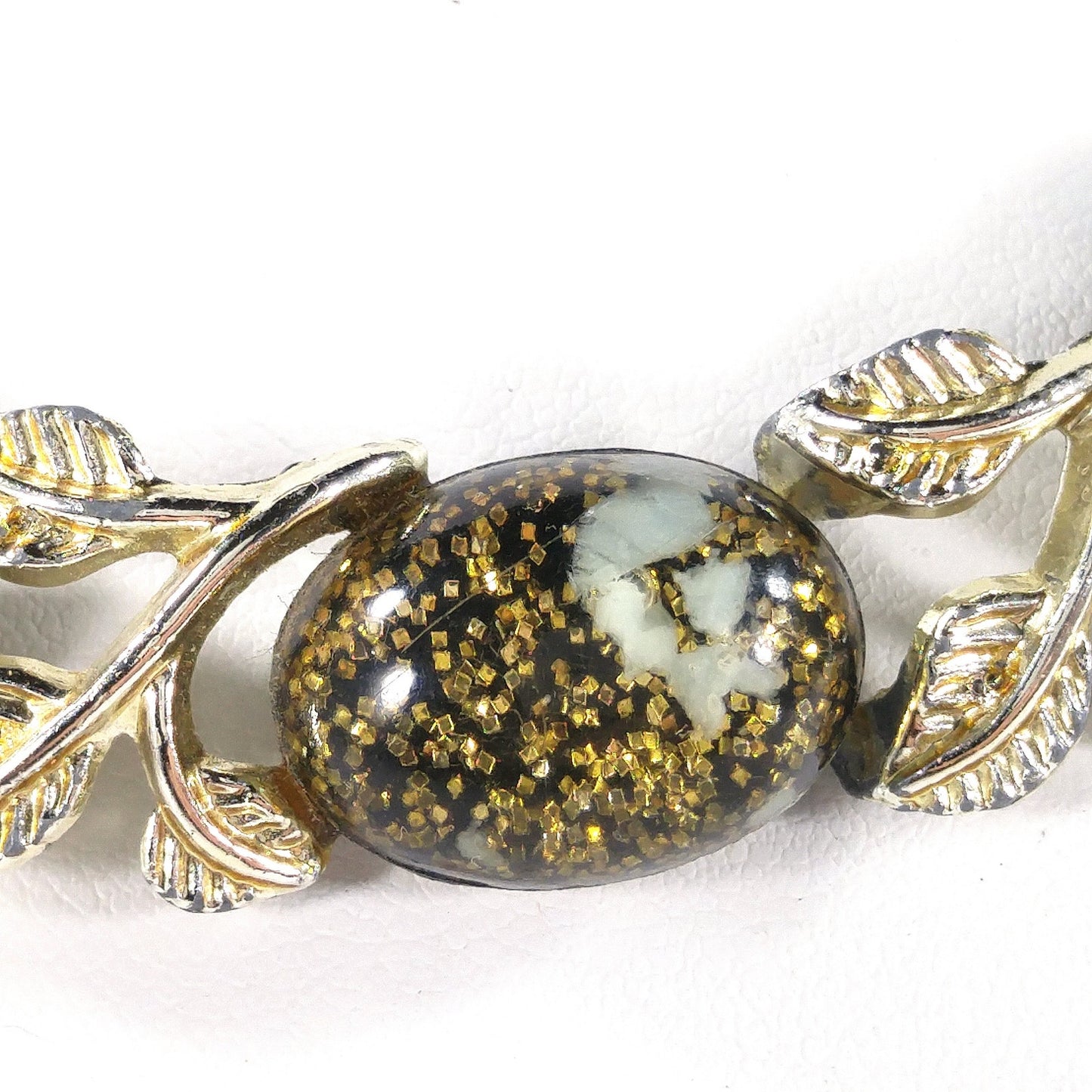 Lucite Glitter Cabochon Choker Necklace, Mid-century, 1950s Vintage Jewelry