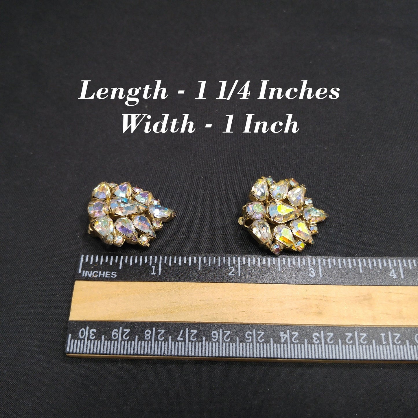 Weiss Aurora Borealis Teardrop Rhinestone Earrings, Gold Plated, 1950s Vintage Jewelry