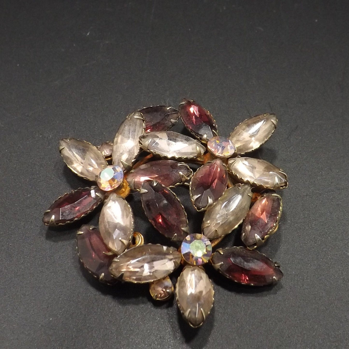 Floral Purple Lilac Floral Brooch, Riveted Construction, 1950s Vintage Jewelry