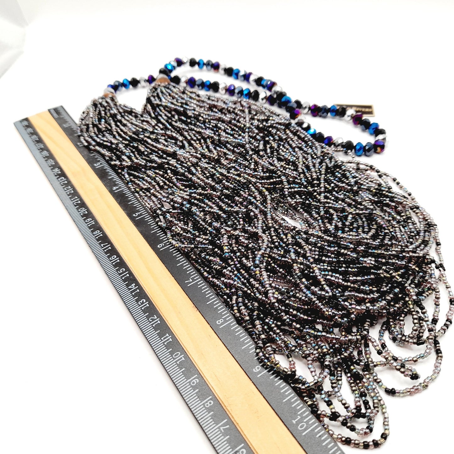 Vintage Joan Rivers Multistrand Purple Blue Silver Beaded Necklace