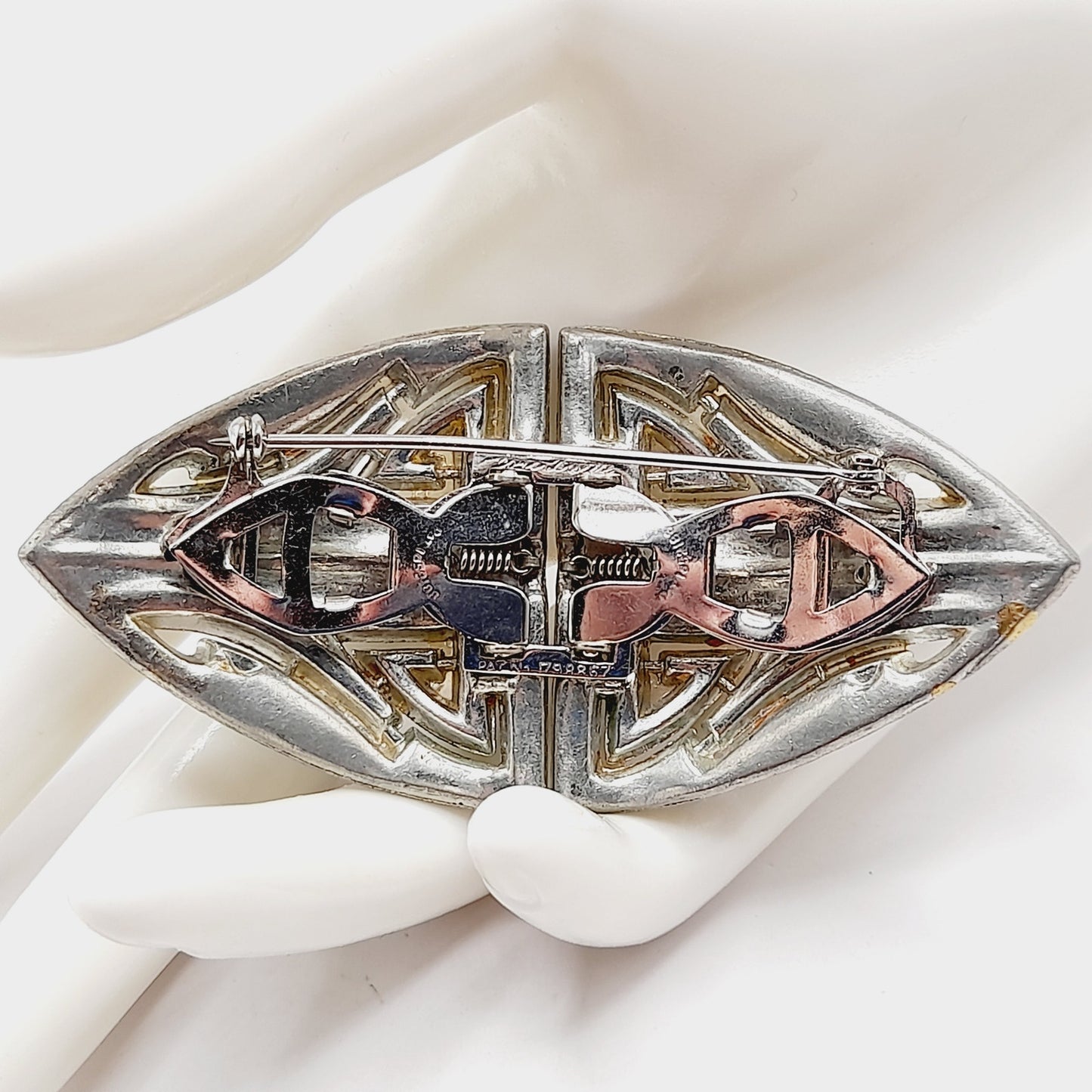 Coro Duette Rhinestone Brooch, Art Deco Dress Clips, Patent 1798867